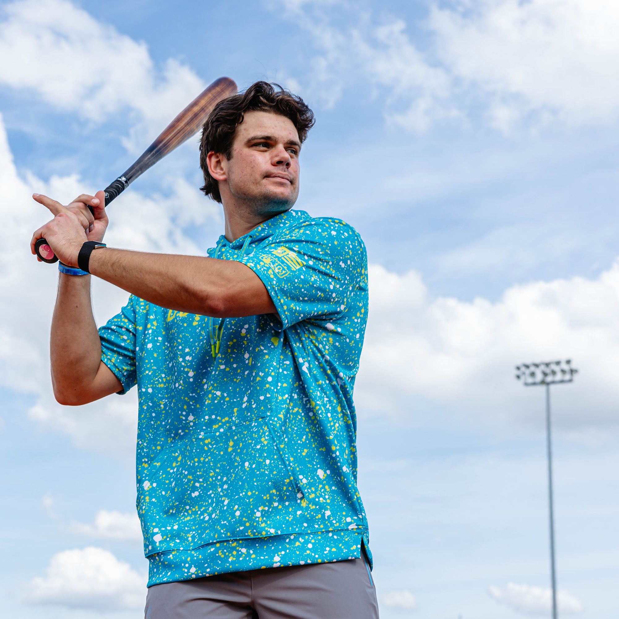 BSBL-SZN Short Sleeve Hoodie V3 - Splatter Highlighter - Image 4