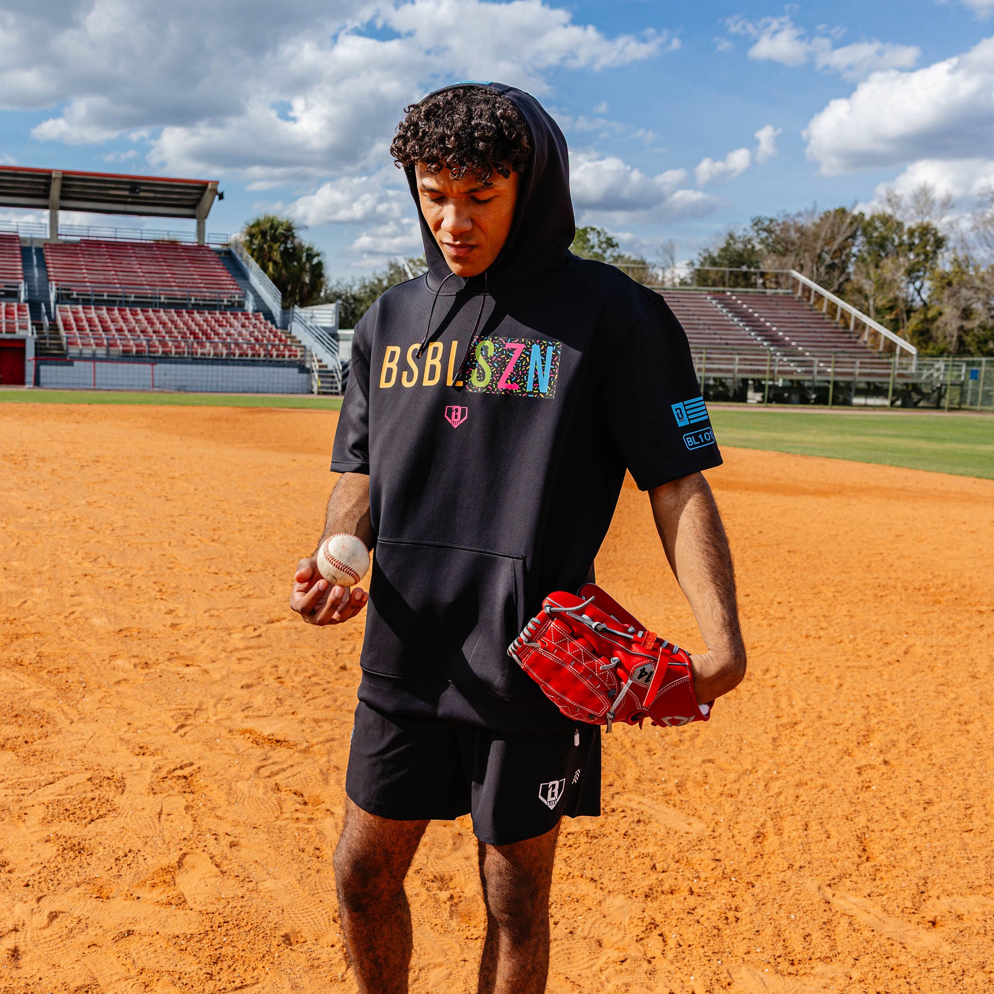 BSBL-SZN Short Sleeve Hoodie V3 - Black/Midnight Sundae - Image 3