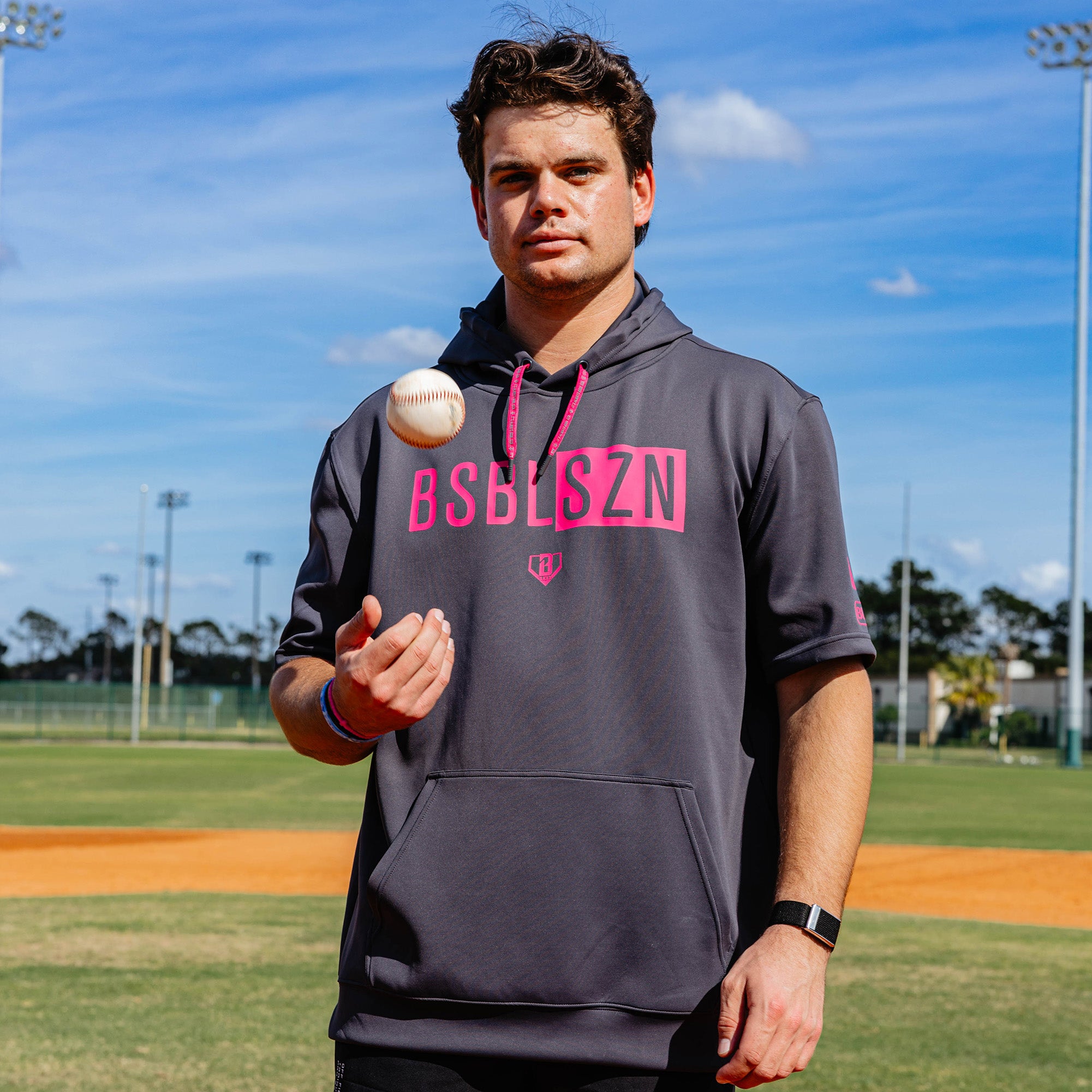 BSBL-SZN Short Sleeve Hoodie V3 - Dark Gray - Image 3