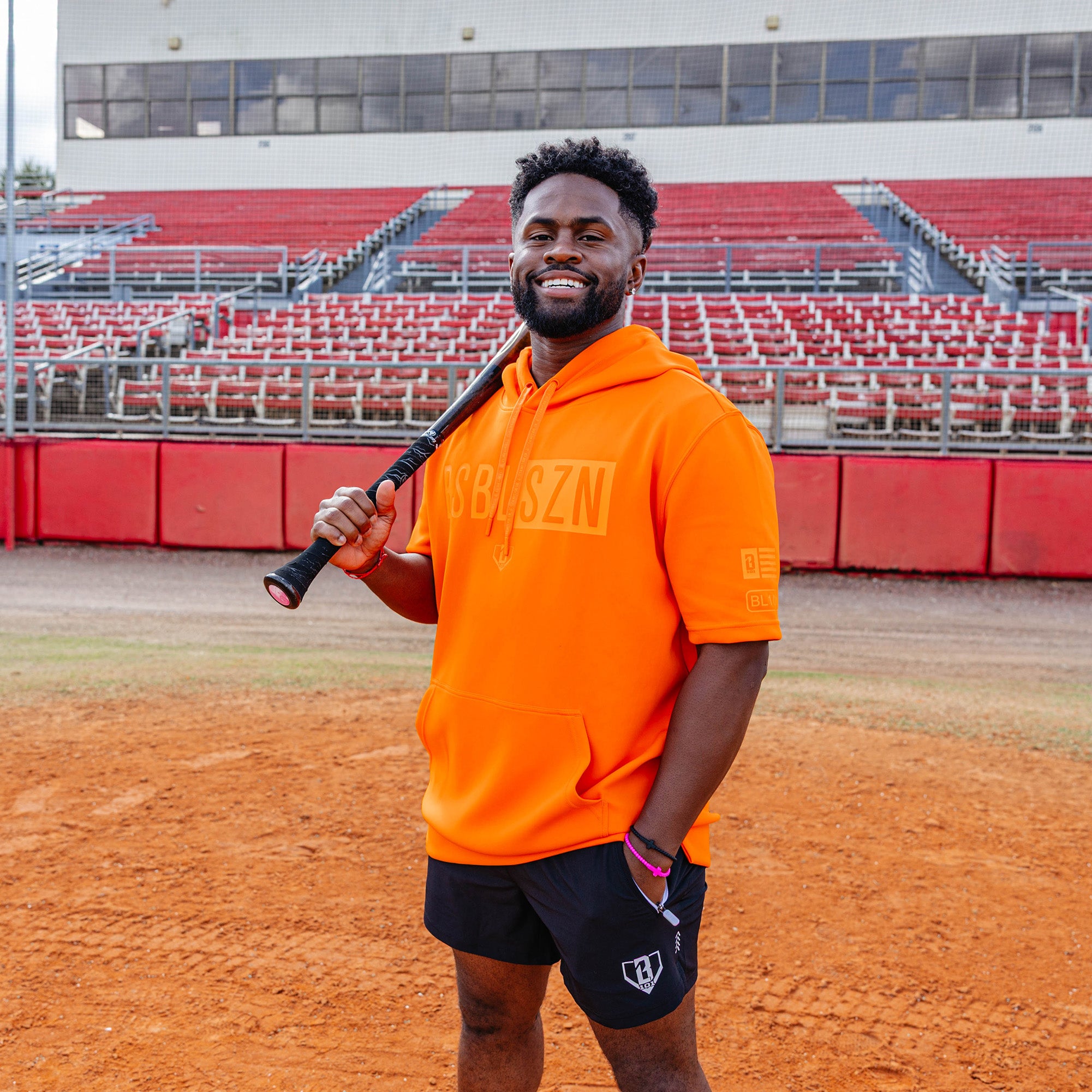 BSBL-SZN Youth Short Sleeve Hoodie V3 - Orange - Image 3