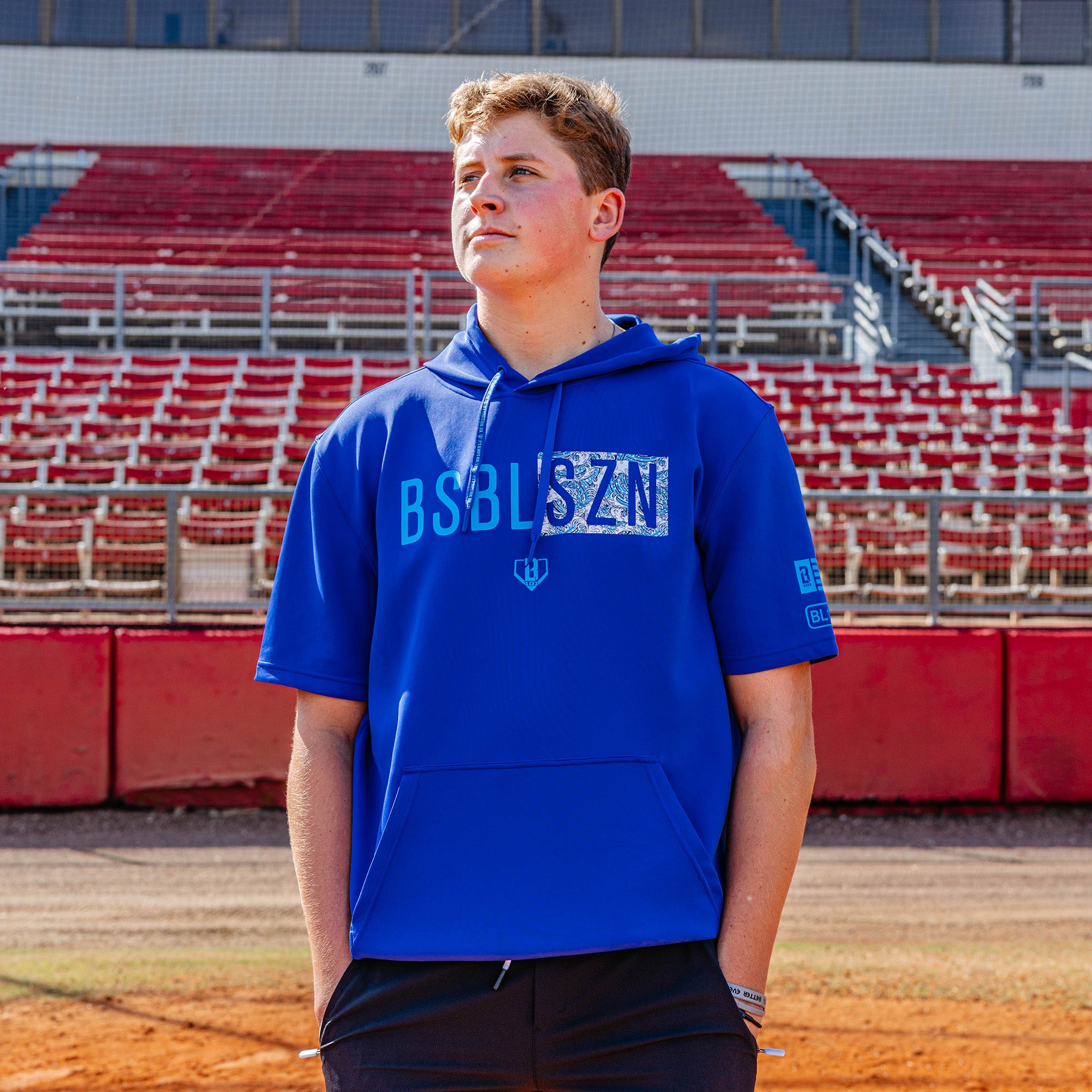 BSBL-SZN Short Sleeve Hoodie V3 - Royal Blue/Oceans - Image 3