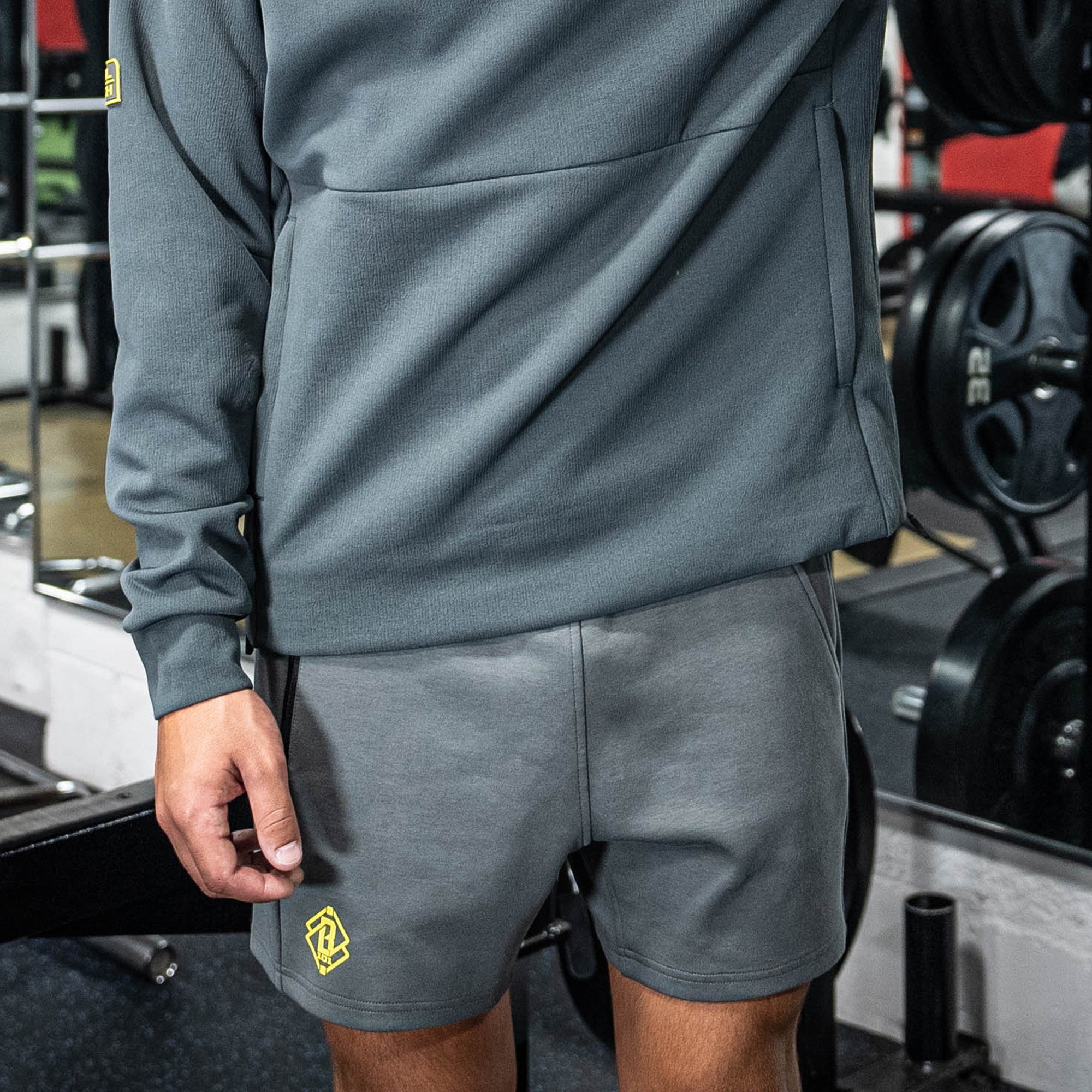 Diamond Relaxed Fit Youth Sweatshorts - Gray/Yellow - Image 2