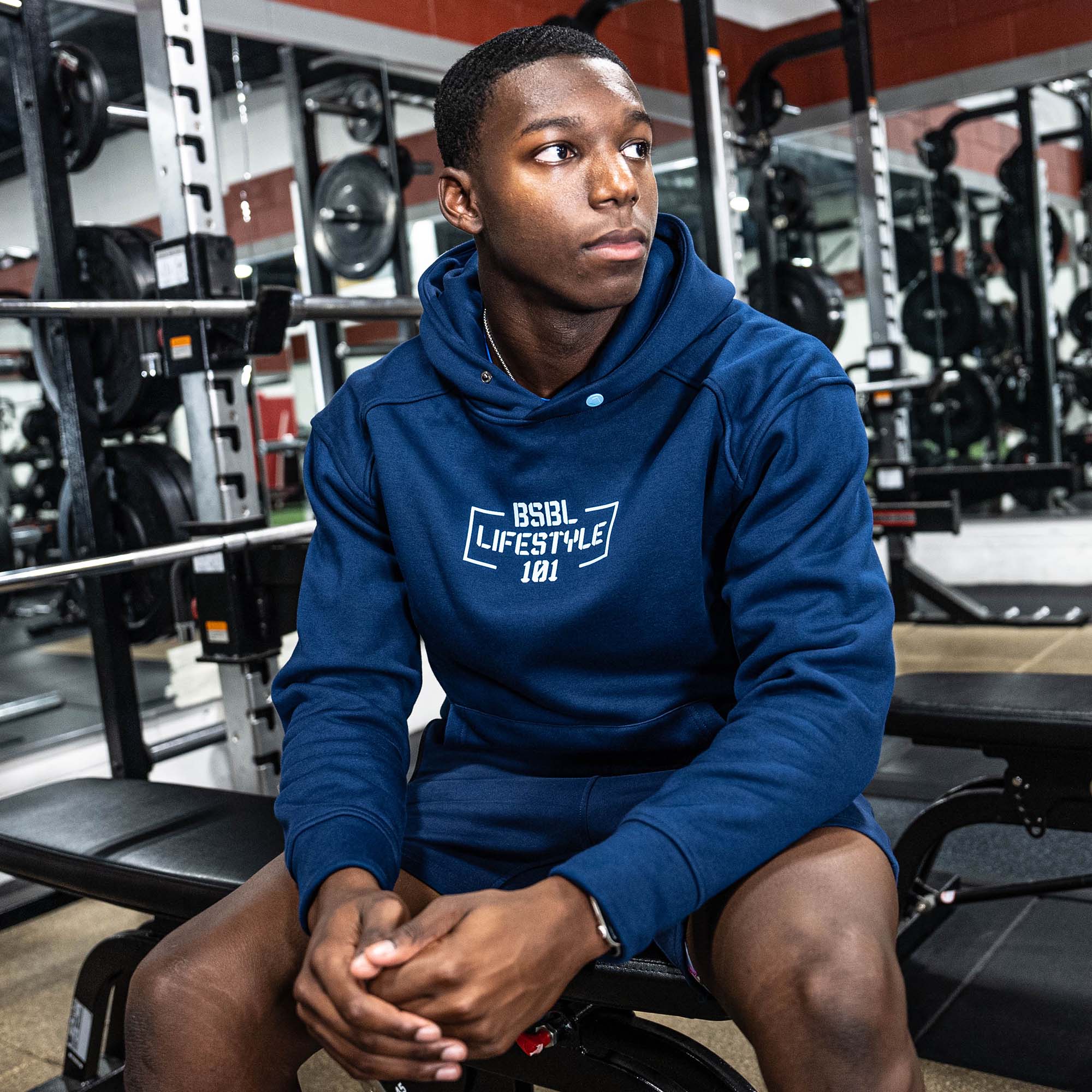 Diamond Relaxed Fit Youth Sweatshorts - Navy/Light Blue - Image 4