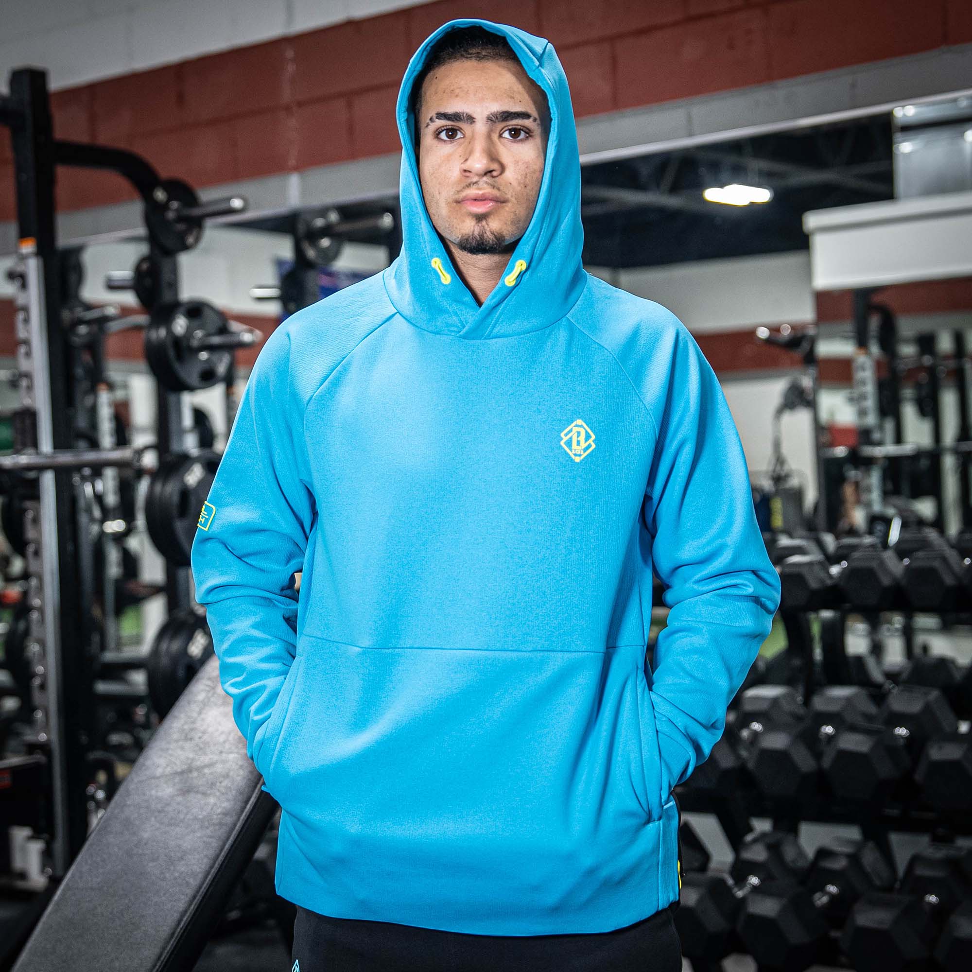 Diamond Tech Side Vented Youth Hoodie - Highlighter Blue - Image 3