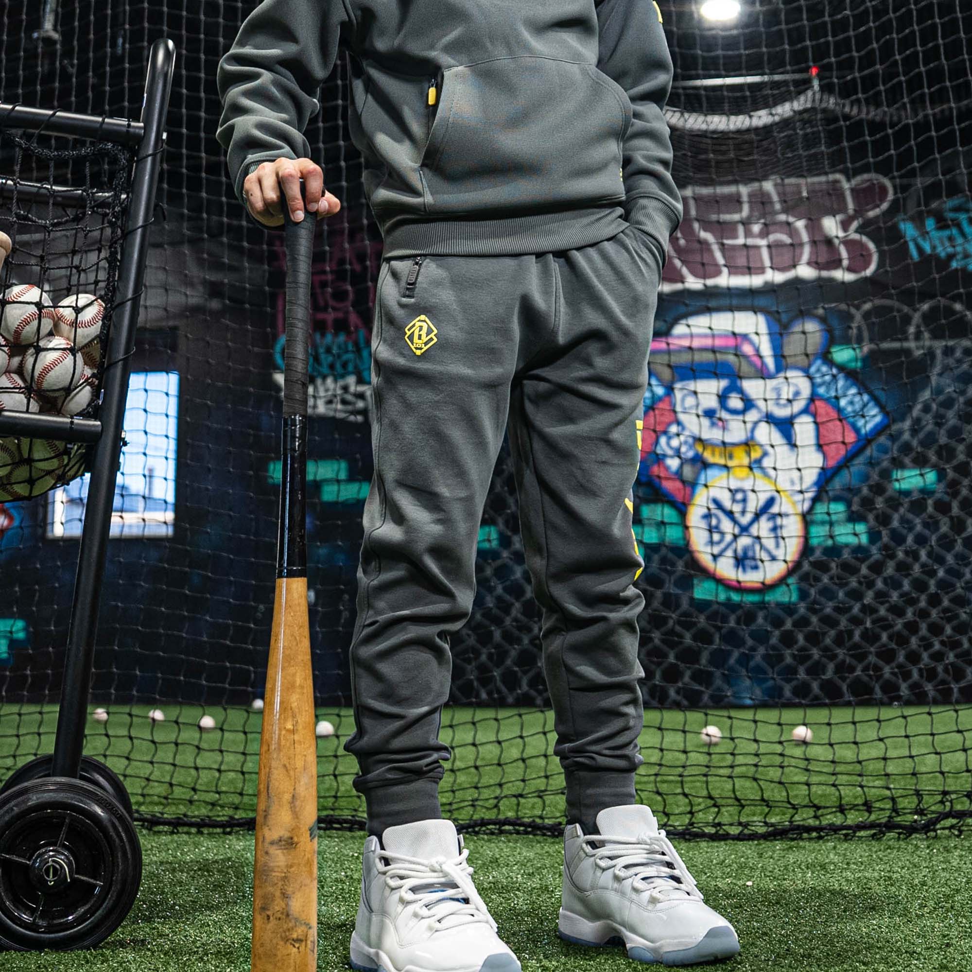 Diamond Relaxed Fit Joggers - Gray/Yellow - Image 6