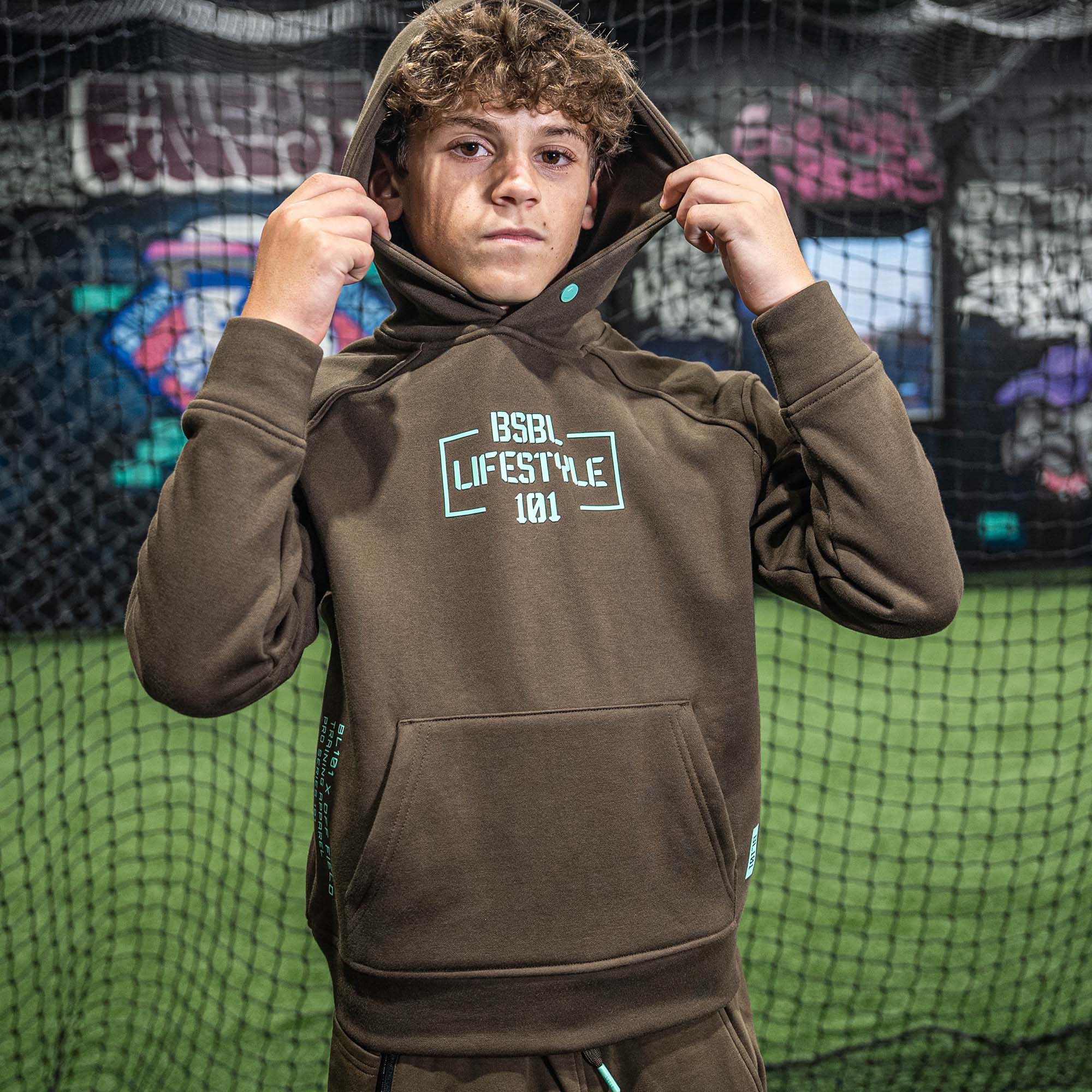 Off-Field Performance Hoodie - Brown/Mint - Image 3