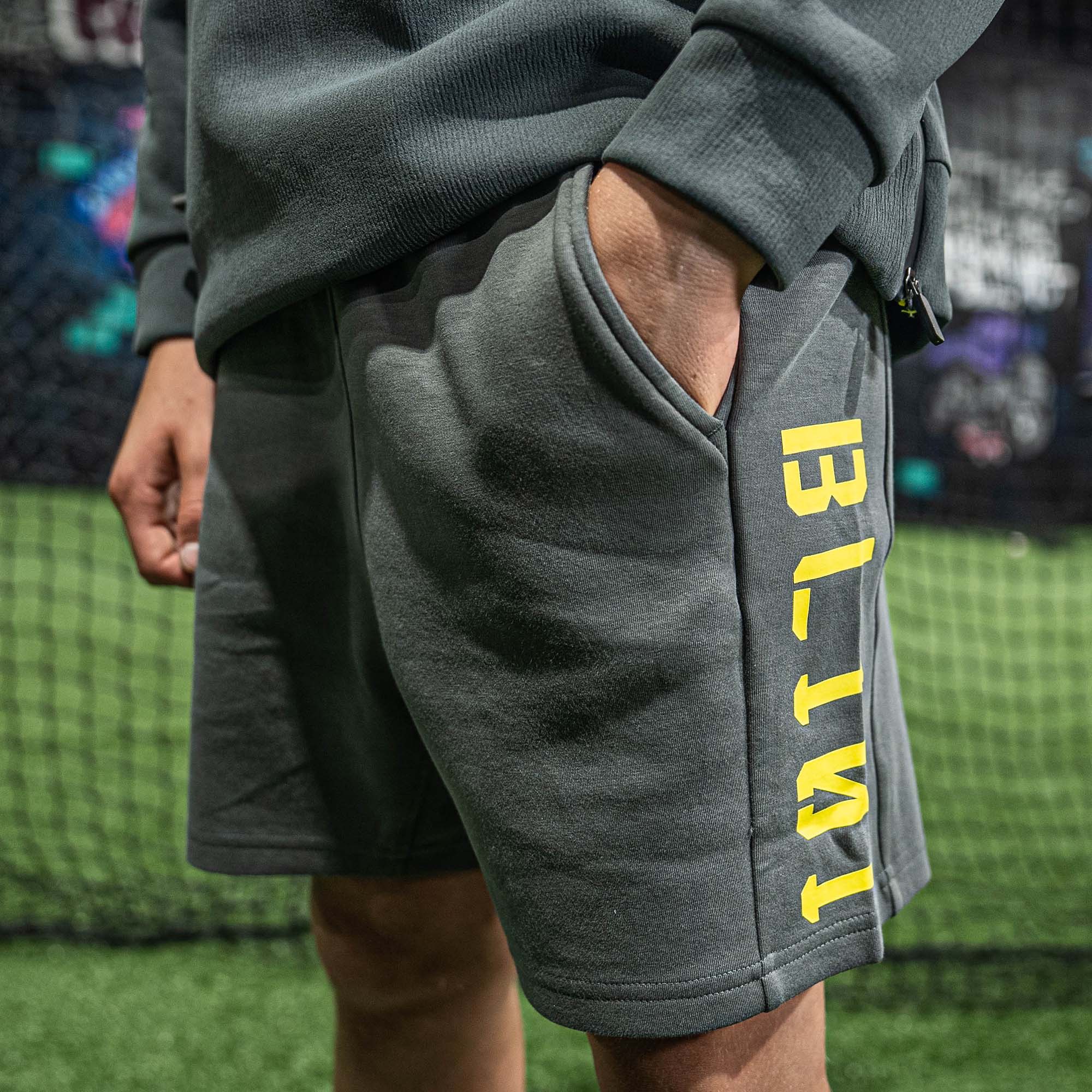 Diamond Relaxed Fit Youth Sweatshorts - Gray/Yellow - Image 3
