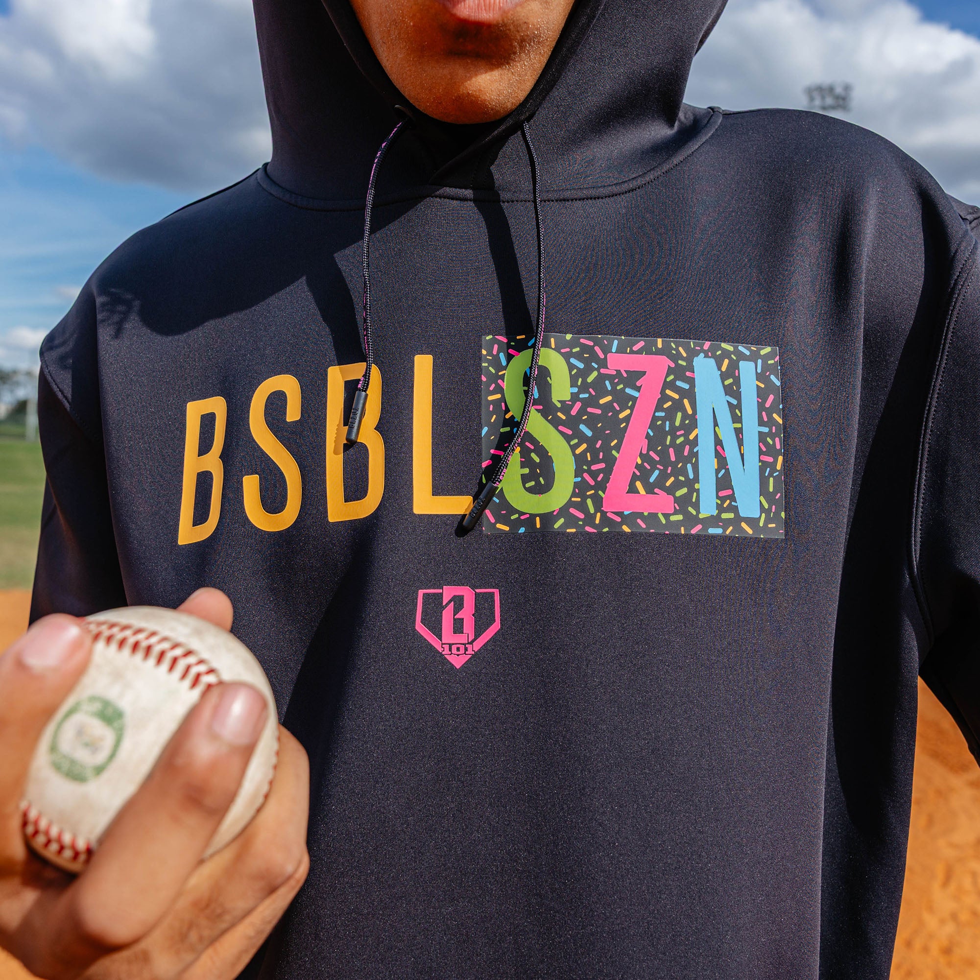 BSBL-SZN Youth Short Sleeve Hoodie V3 - Black/Midnight Sundae - Image 4