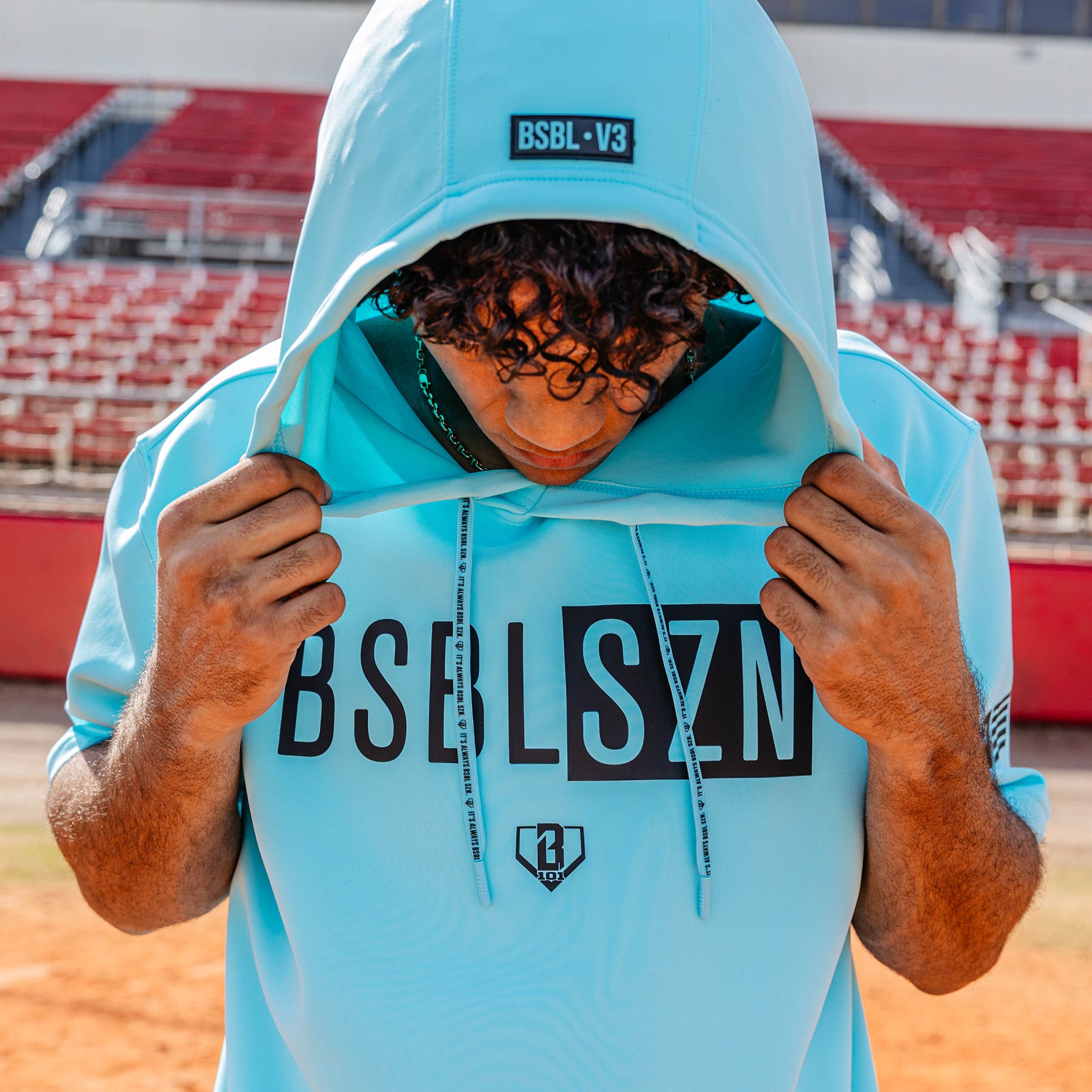 BSBL-SZN Short Sleeve Hoodie V3 - Blue - Image 4