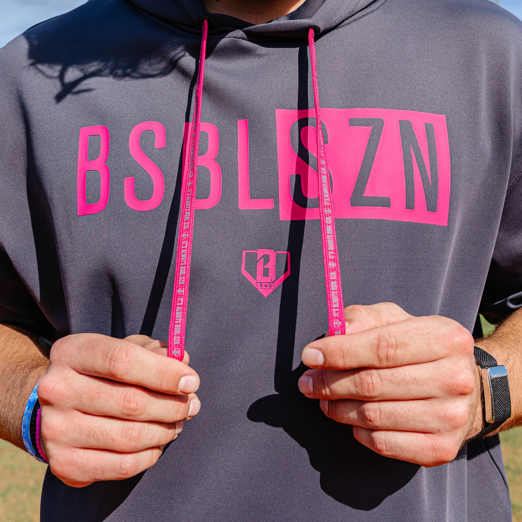 BSBL-SZN Short Sleeve Hoodie V3 - Dark Gray - Image 4