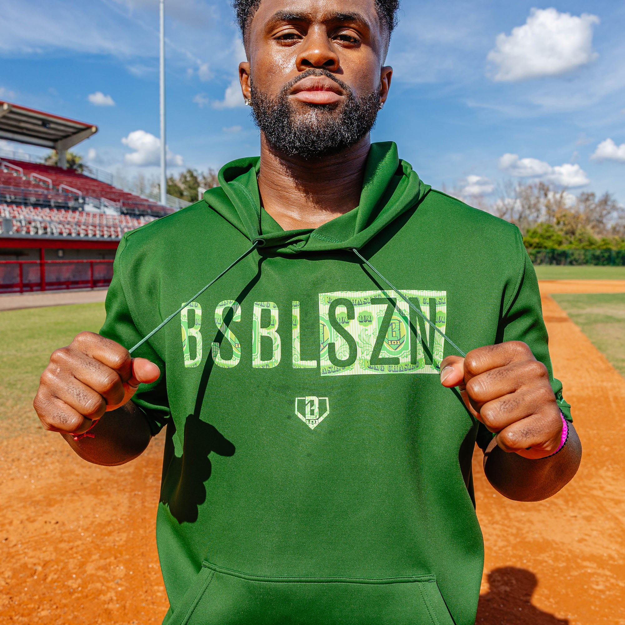 BSBL-SZN Youth Short Sleeve Hoodie V3 - Dark Green/Bag Chaser - Image 4