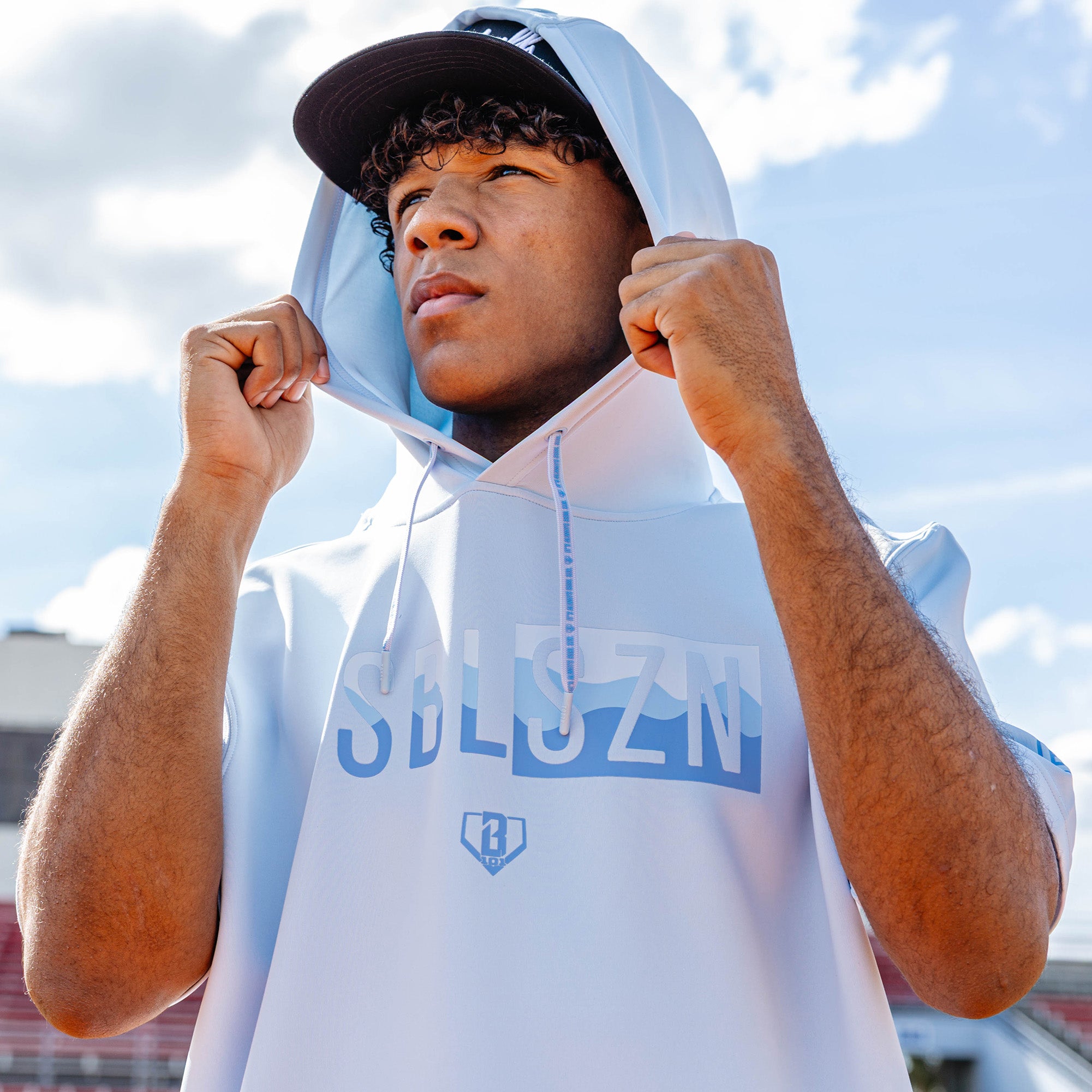 BSBL-SZN Short Sleeve Hoodie V3 - Powder Blue/Wavy - Image 4