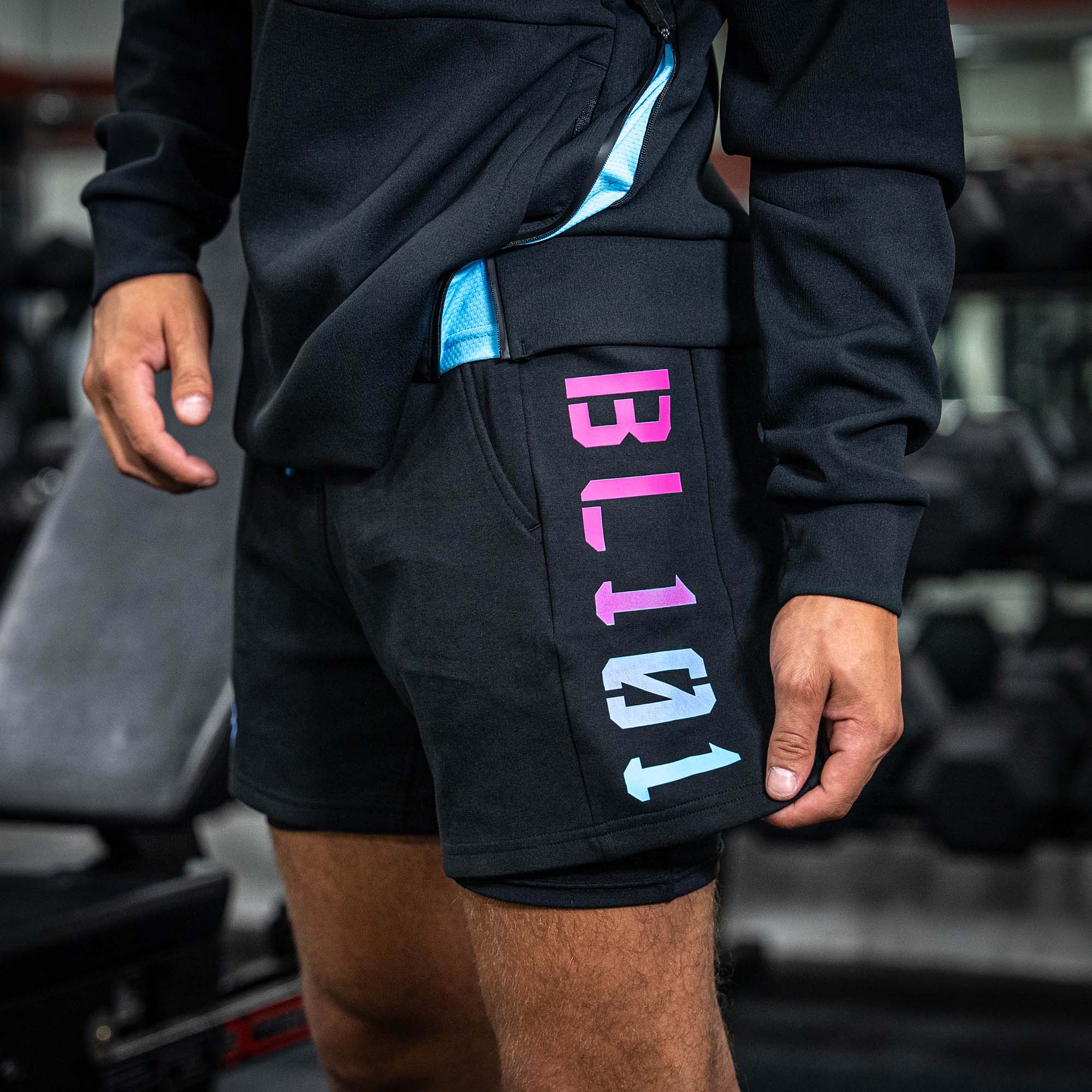 Diamond Relaxed Fit Sweatshorts - Black/Cotton Candy - Image 4