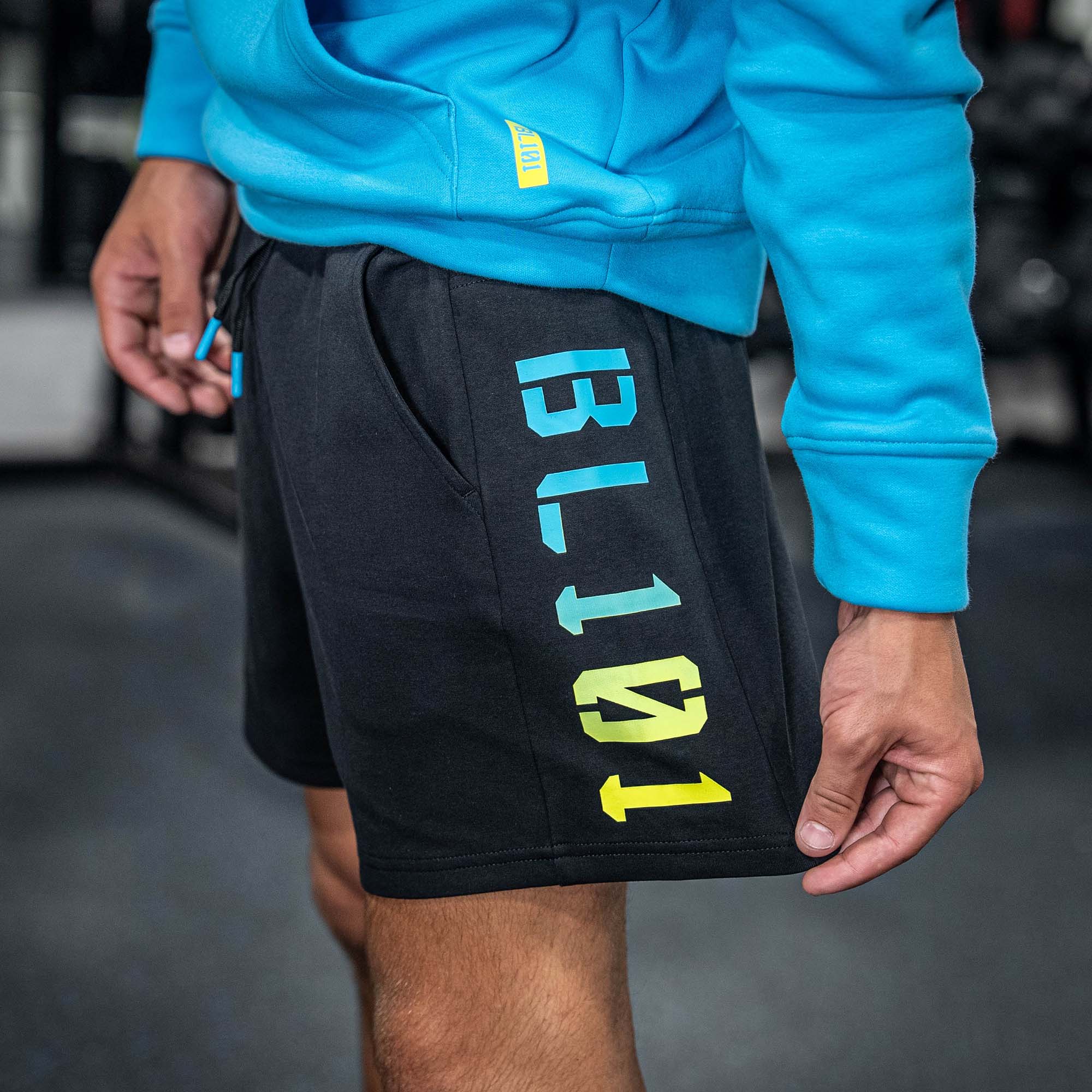 Diamond Relaxed Fit Sweatshorts - Black/Highlighter - Image 3