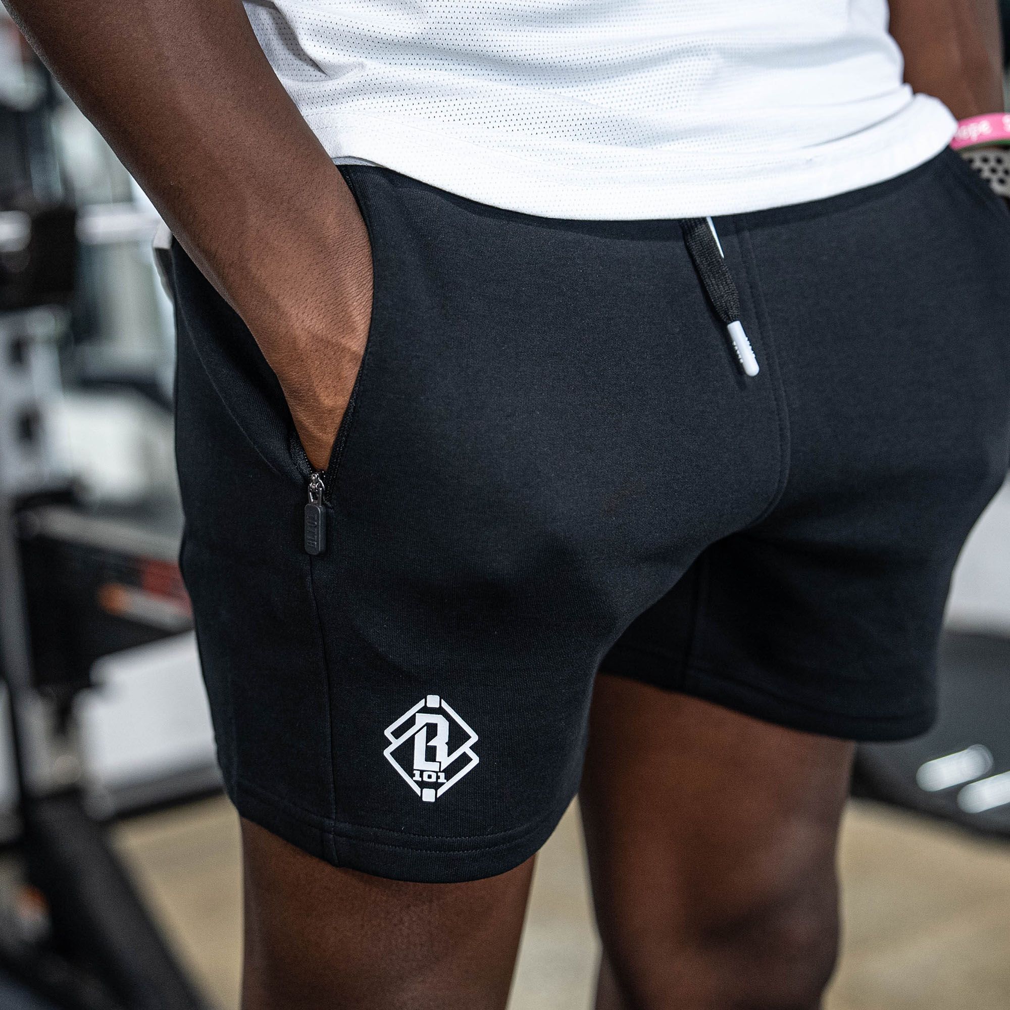 Diamond Relaxed Fit Sweatshorts - Black/White - Image 2