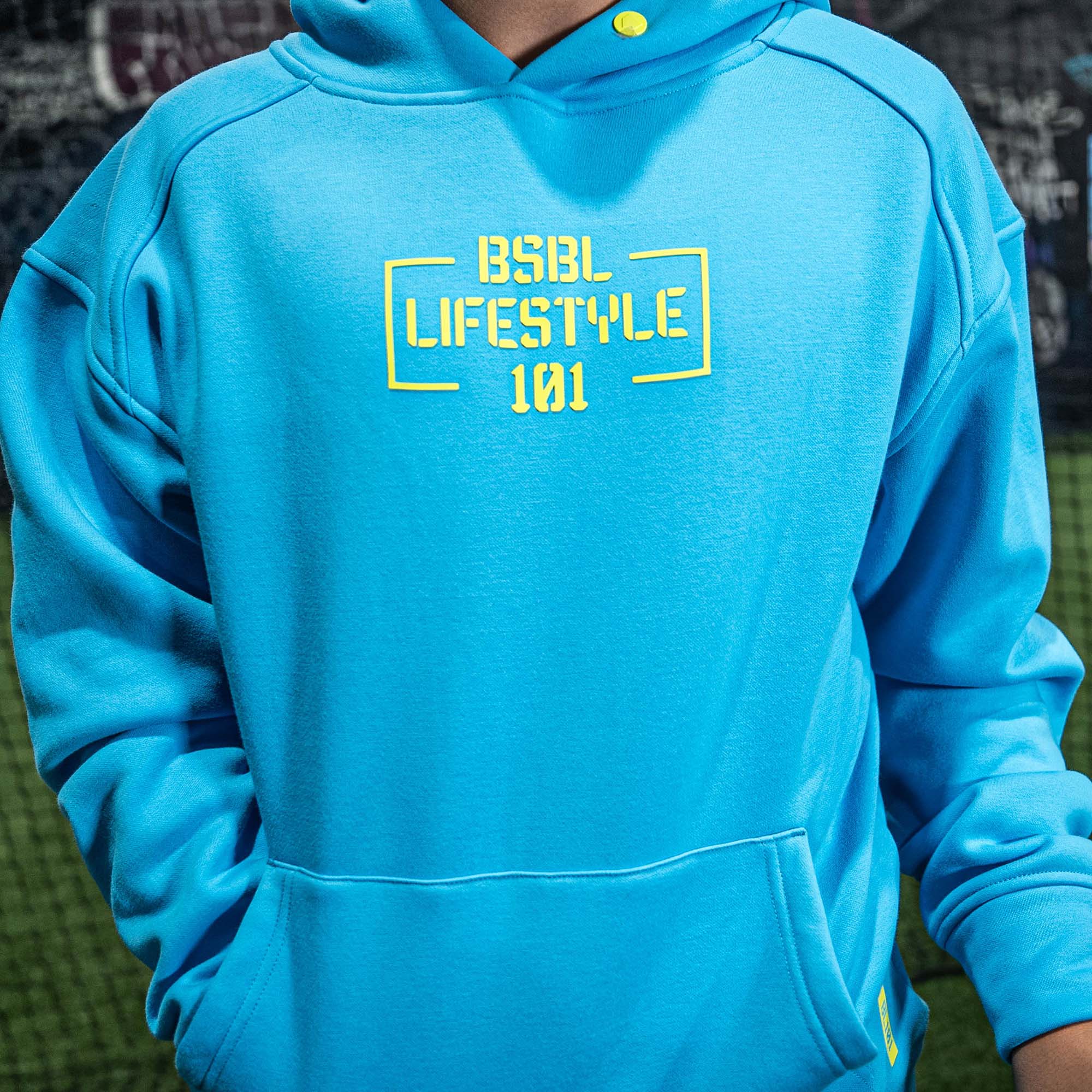 Off-Field Performance Youth Hoodie - Highlighter Blue - Image 2