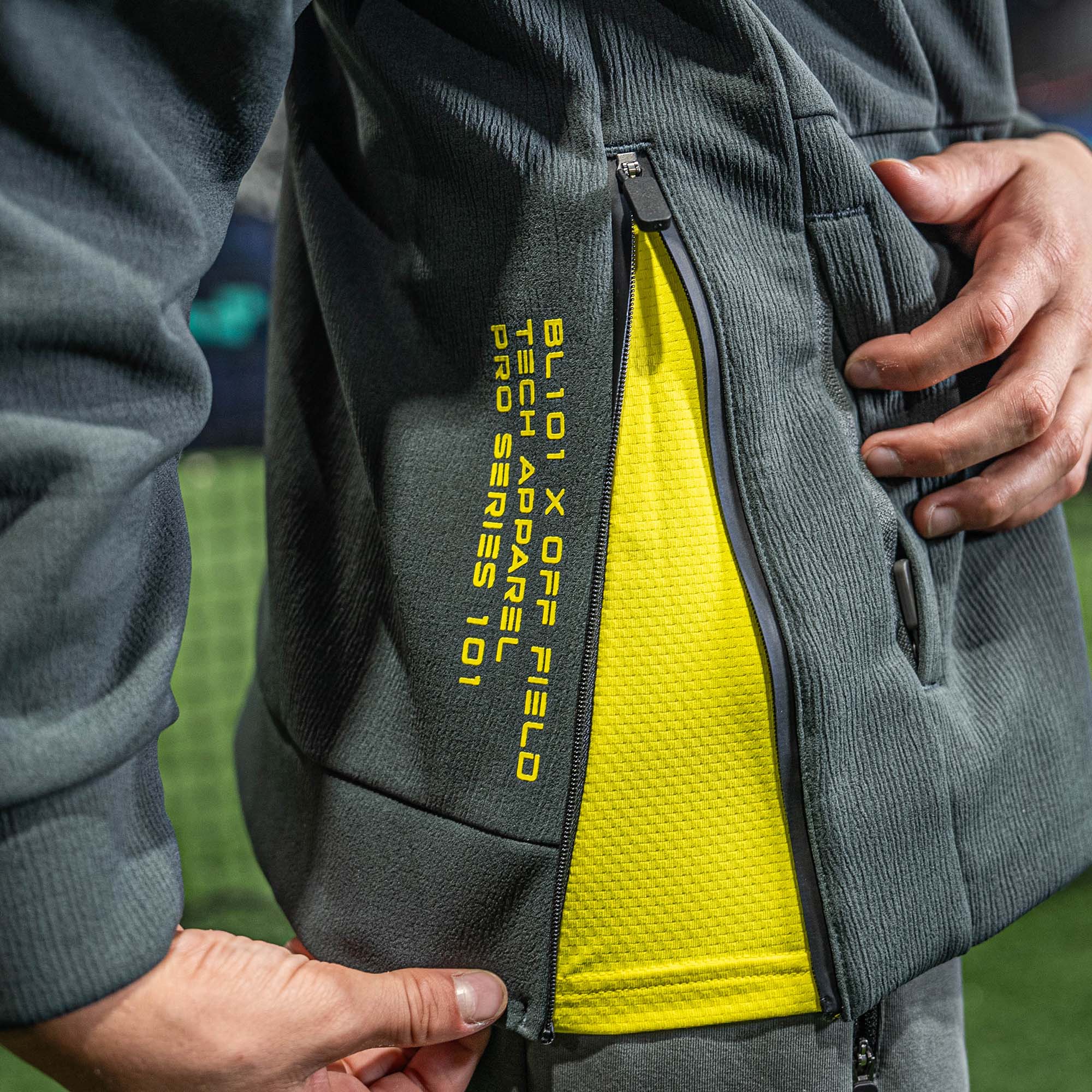Diamond Tech Side Vented Youth Hoodie - Gray/Yellow - Image 6
