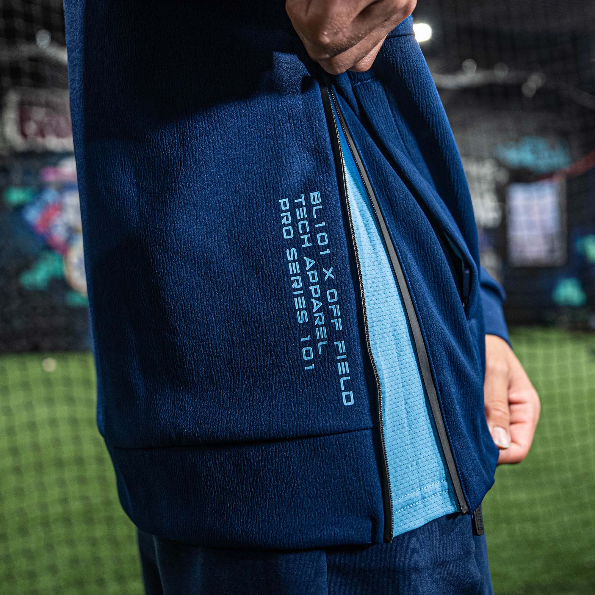 Diamond Tech Side Vented Youth Hoodie - Navy/Light Blue - Image 6