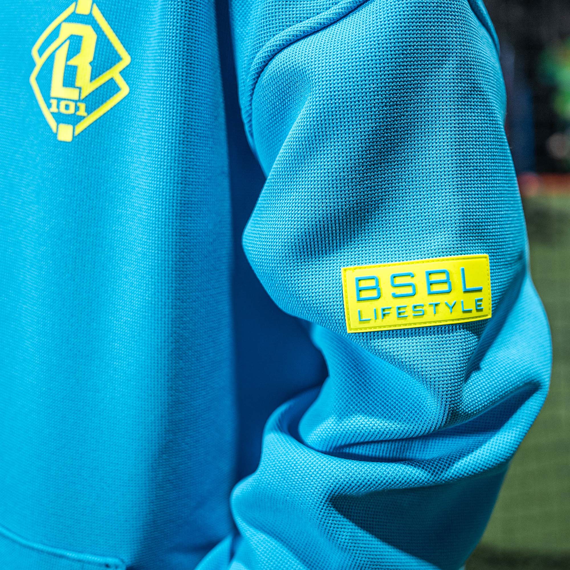 Off-Field Waffle Performance Youth Hoodie - Highlighter Blue - Image 3