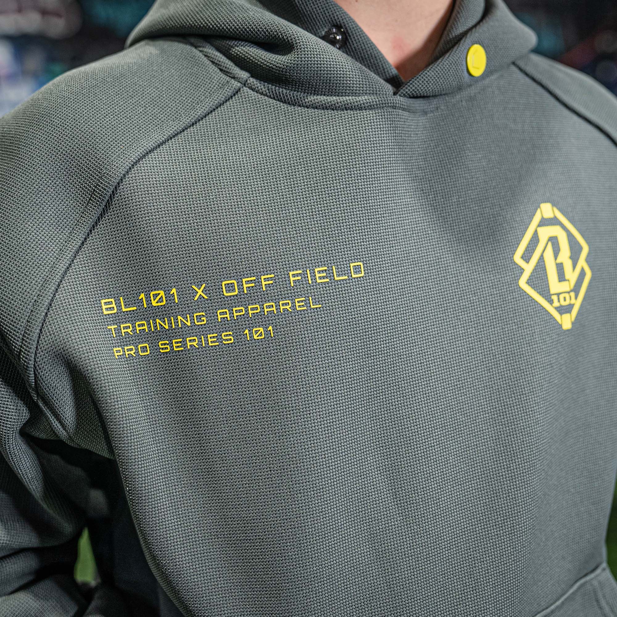 Off-Field Waffle Performance Youth Hoodie - Gray/Yellow - Image 2