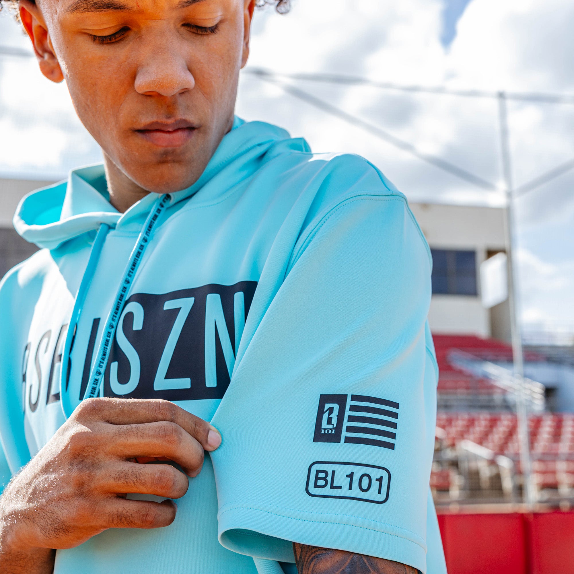 BSBL-SZN Short Sleeve Hoodie V3 - Blue - Image 5