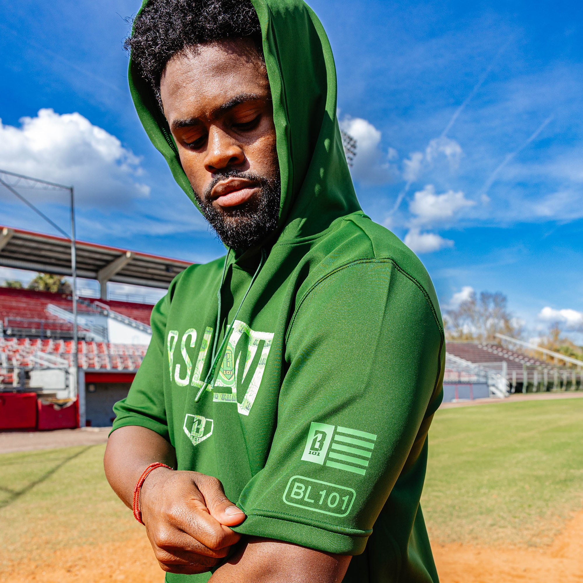 BSBL-SZN Youth Short Sleeve Hoodie V3 - Dark Green/Bag Chaser - Image 5