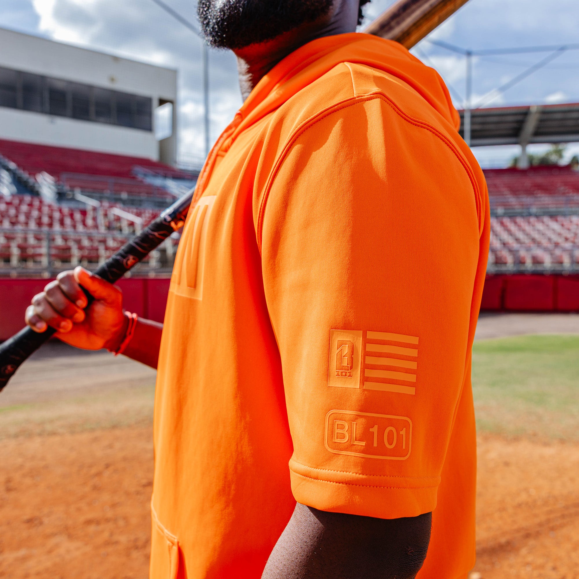 BSBL-SZN Youth Short Sleeve Hoodie V3 - Orange - Image 5