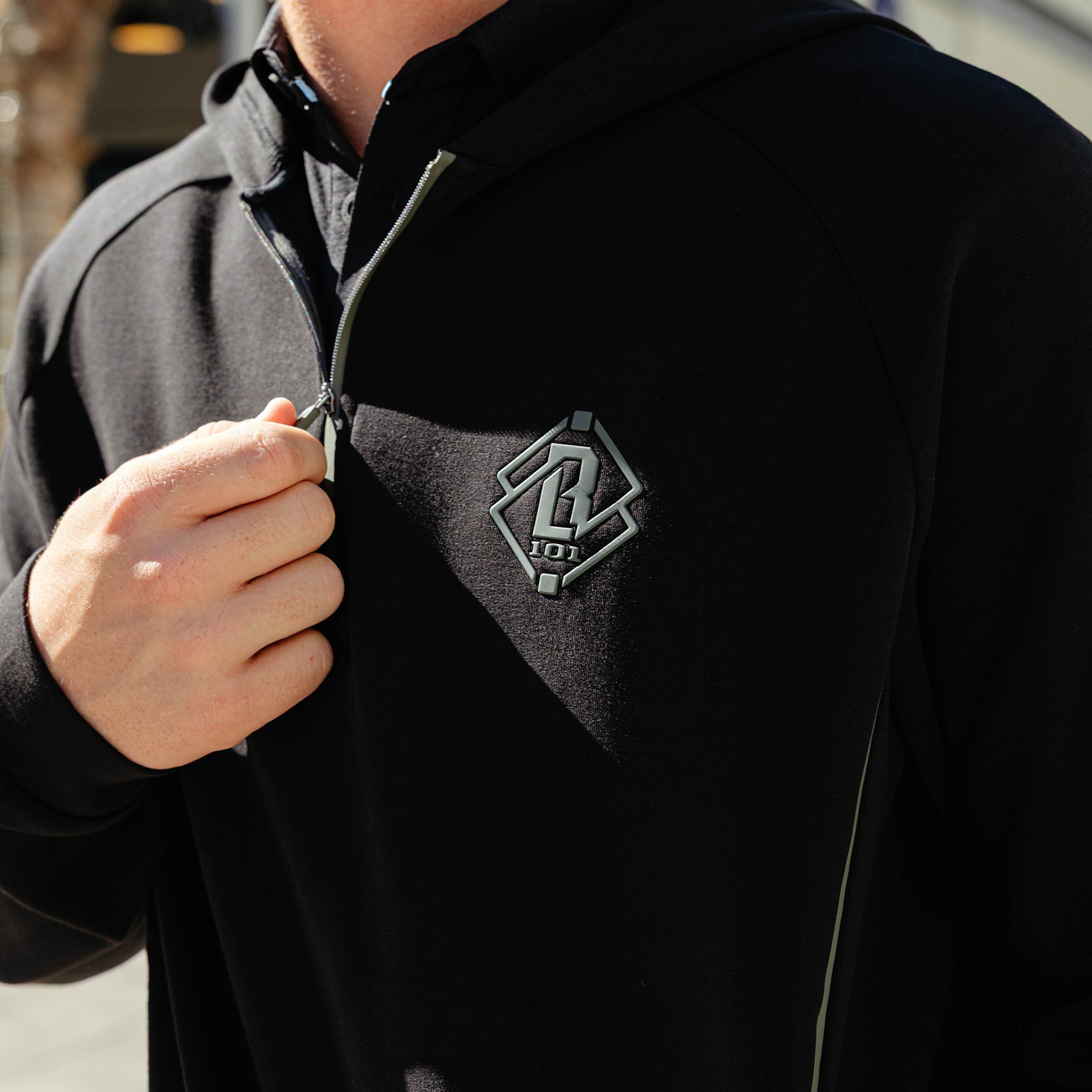 Diamond Tech Knit Zip Youth Hoodie - Black - Image 3