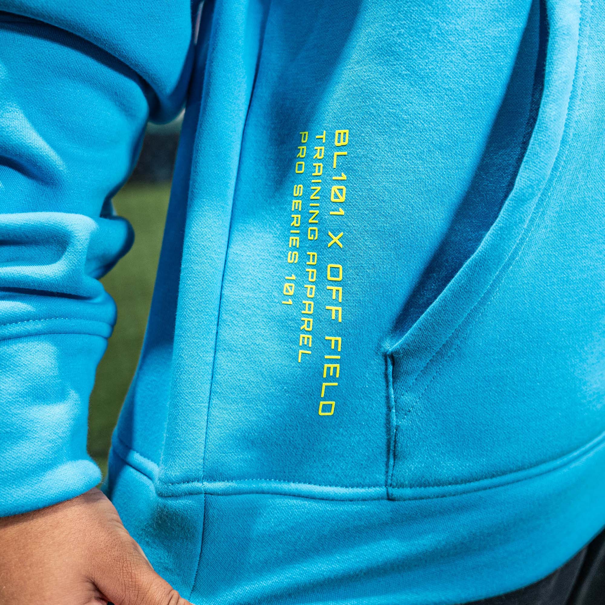 Off-Field Performance Youth Hoodie - Highlighter Blue - Image 3