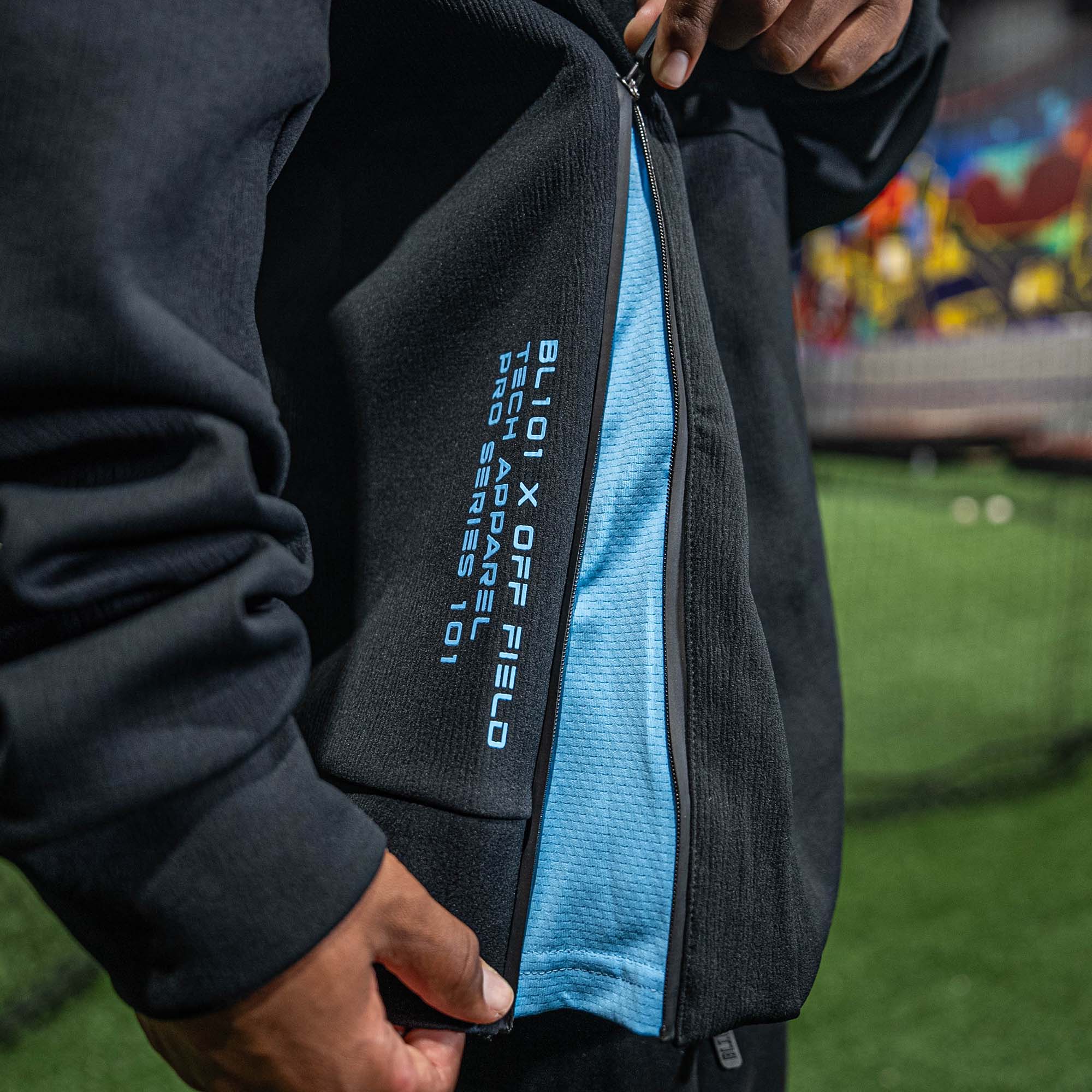 Diamond Tech Side Vented Youth Hoodie - Black/Light Blue - Image 8