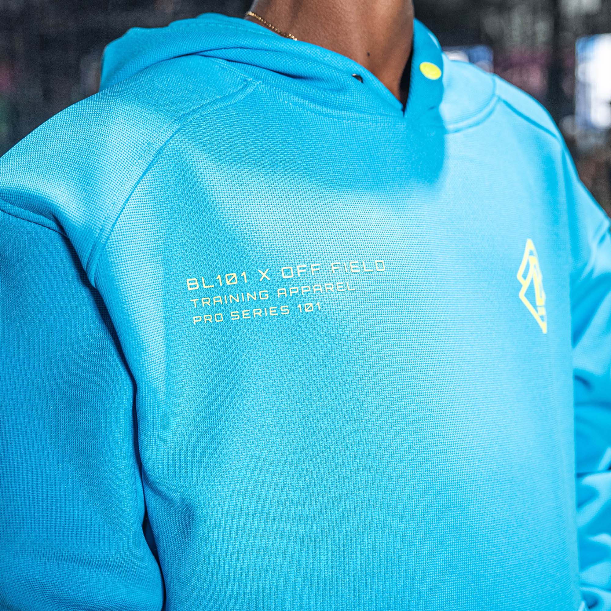 Off-Field Waffle Performance Youth Hoodie - Highlighter Blue - Image 4