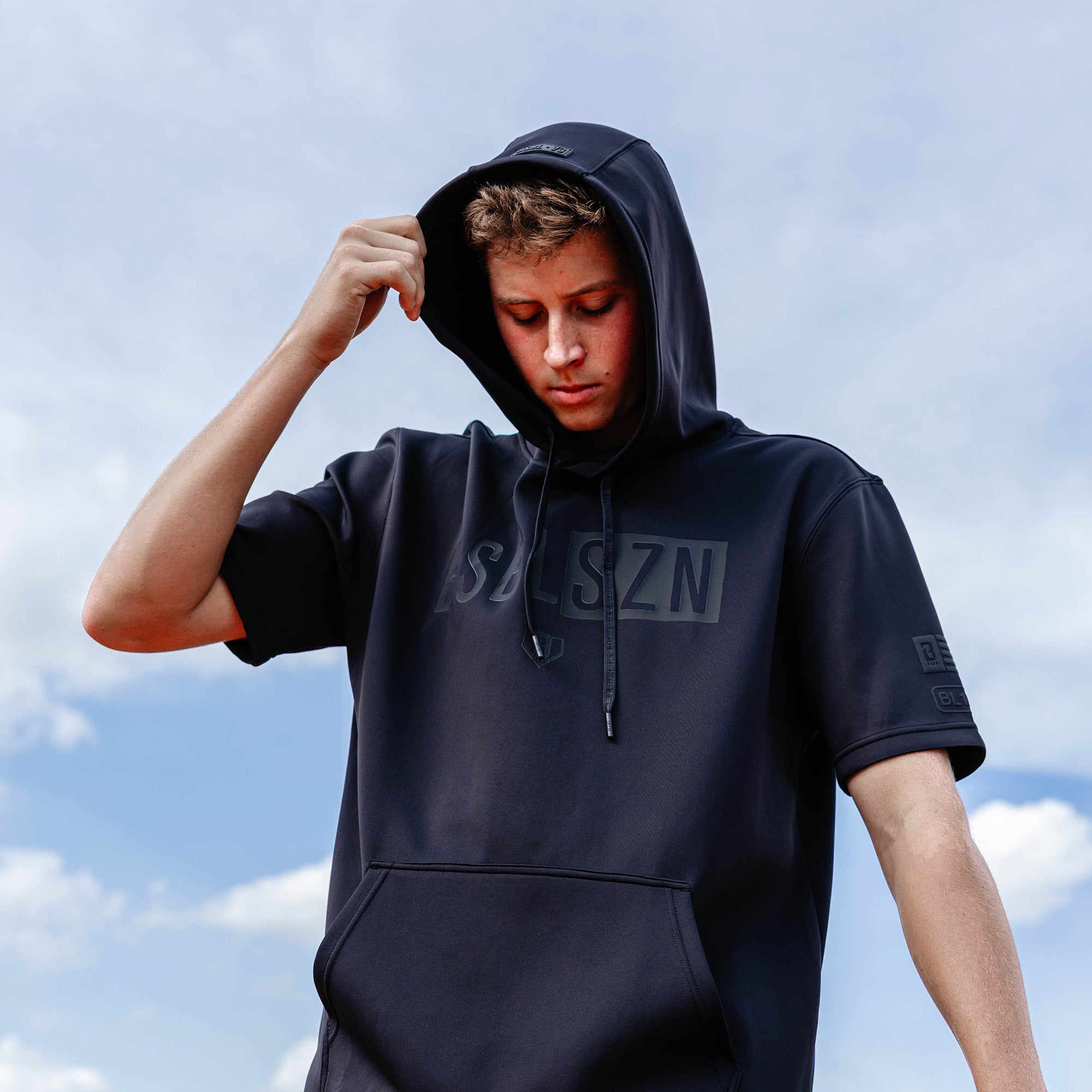 BSBL-SZN Youth Short Sleeve Hoodie V3 - Blackout - Image 3
