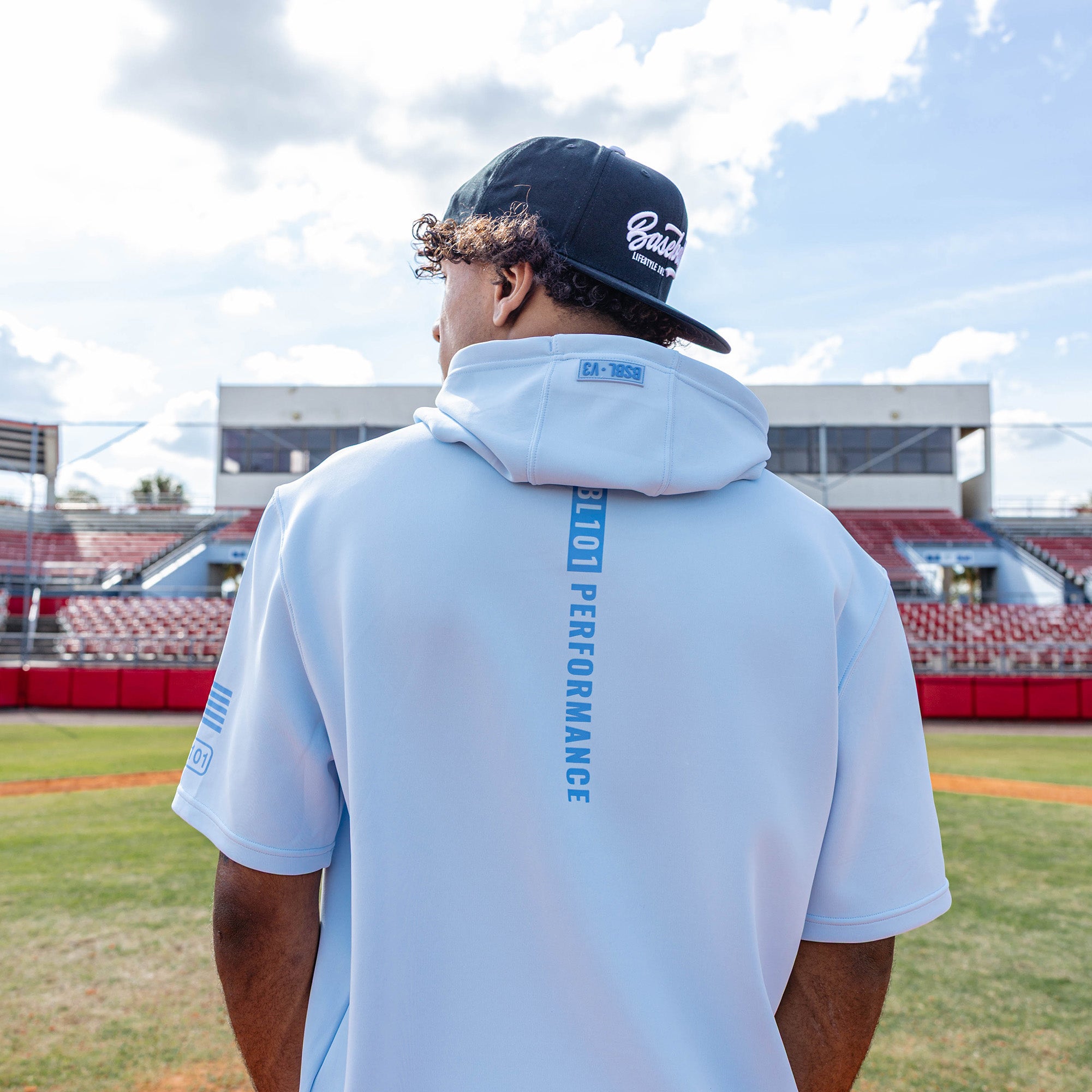 BSBL-SZN Youth Short Sleeve Hoodie V3 - Powder Blue/Wavy - Image 6