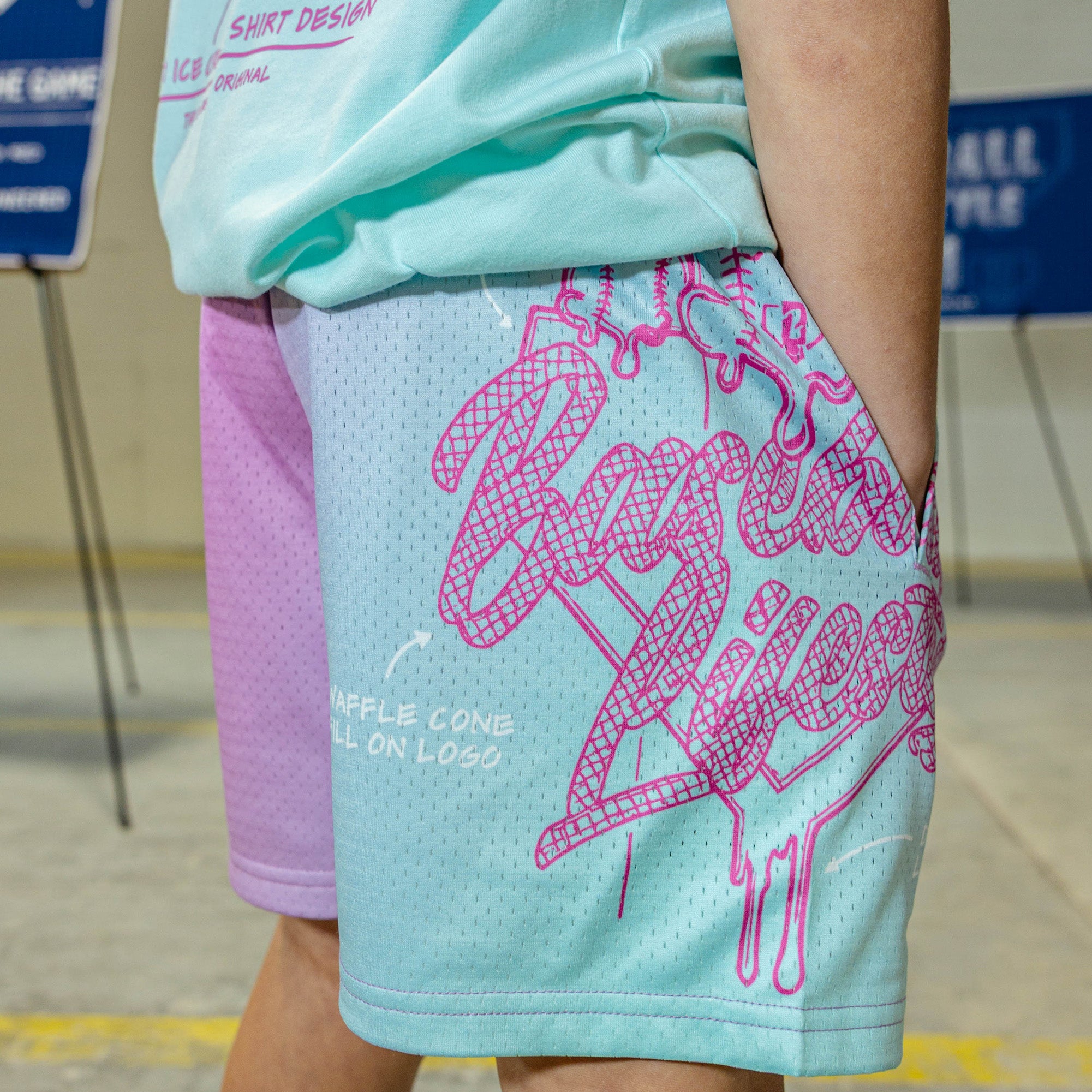OG Ice Cream Design Shorts - Light Blue - Image 6