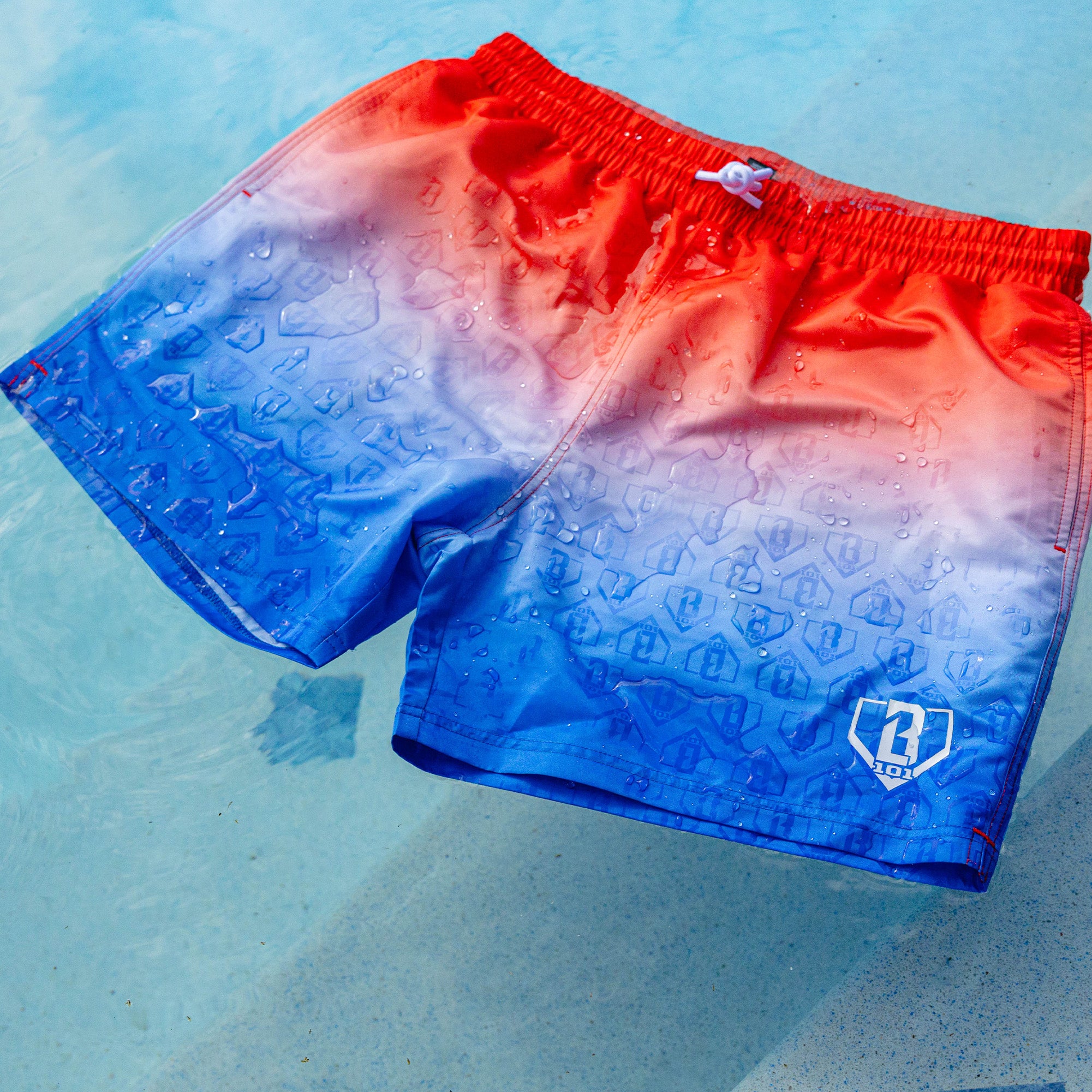 Gradient Swim Trunks - Red/White/Blue - Image 6