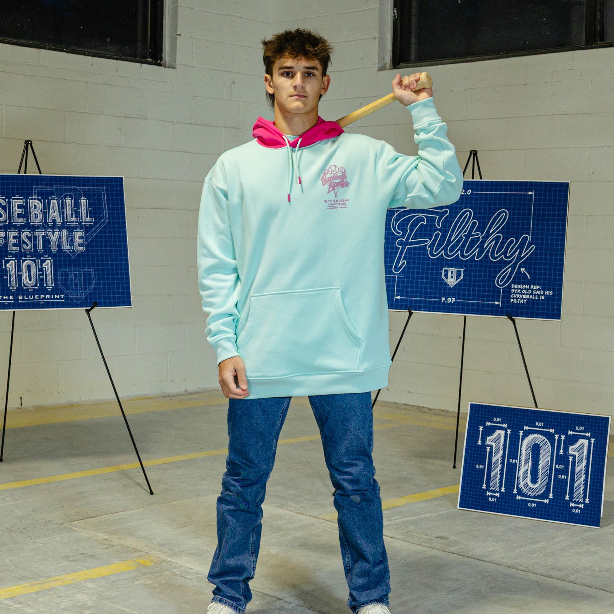 OG Ice Cream Design Hoodie - Light Blue - Image 3