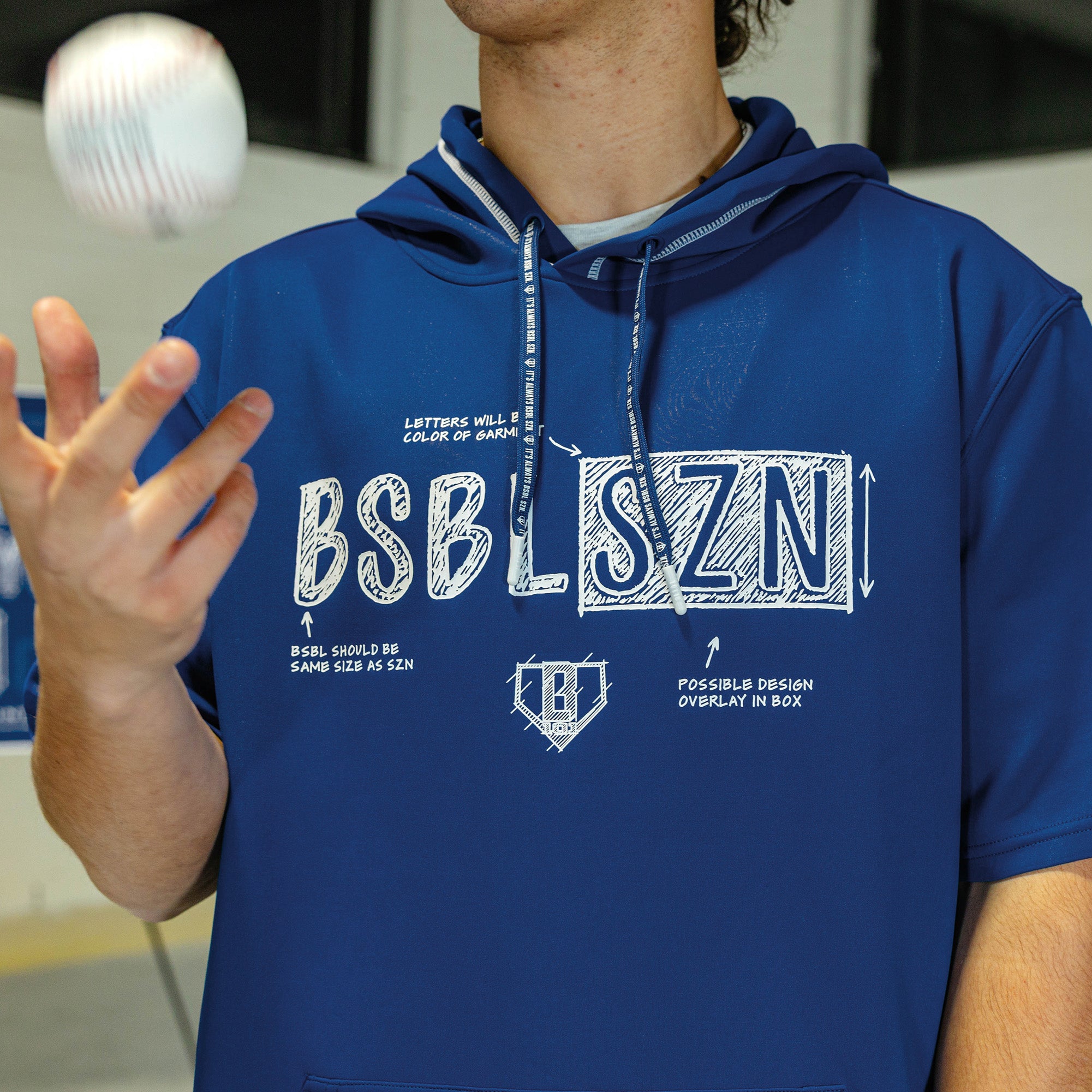 BSBL-SZN Short Sleeve Hoodie V3 - Blueprint - Image 4