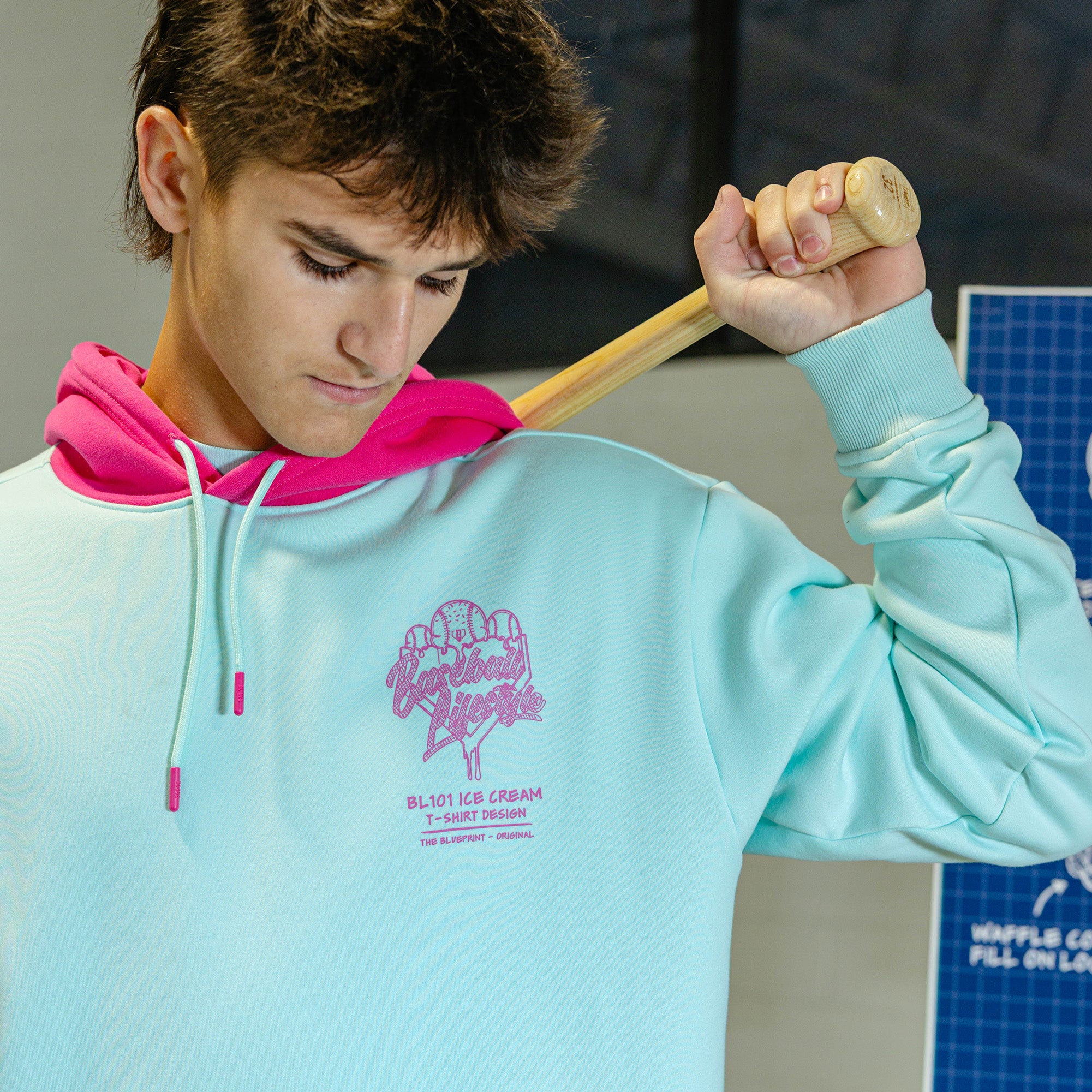 OG Ice Cream Design Hoodie - Light Blue - Image 4