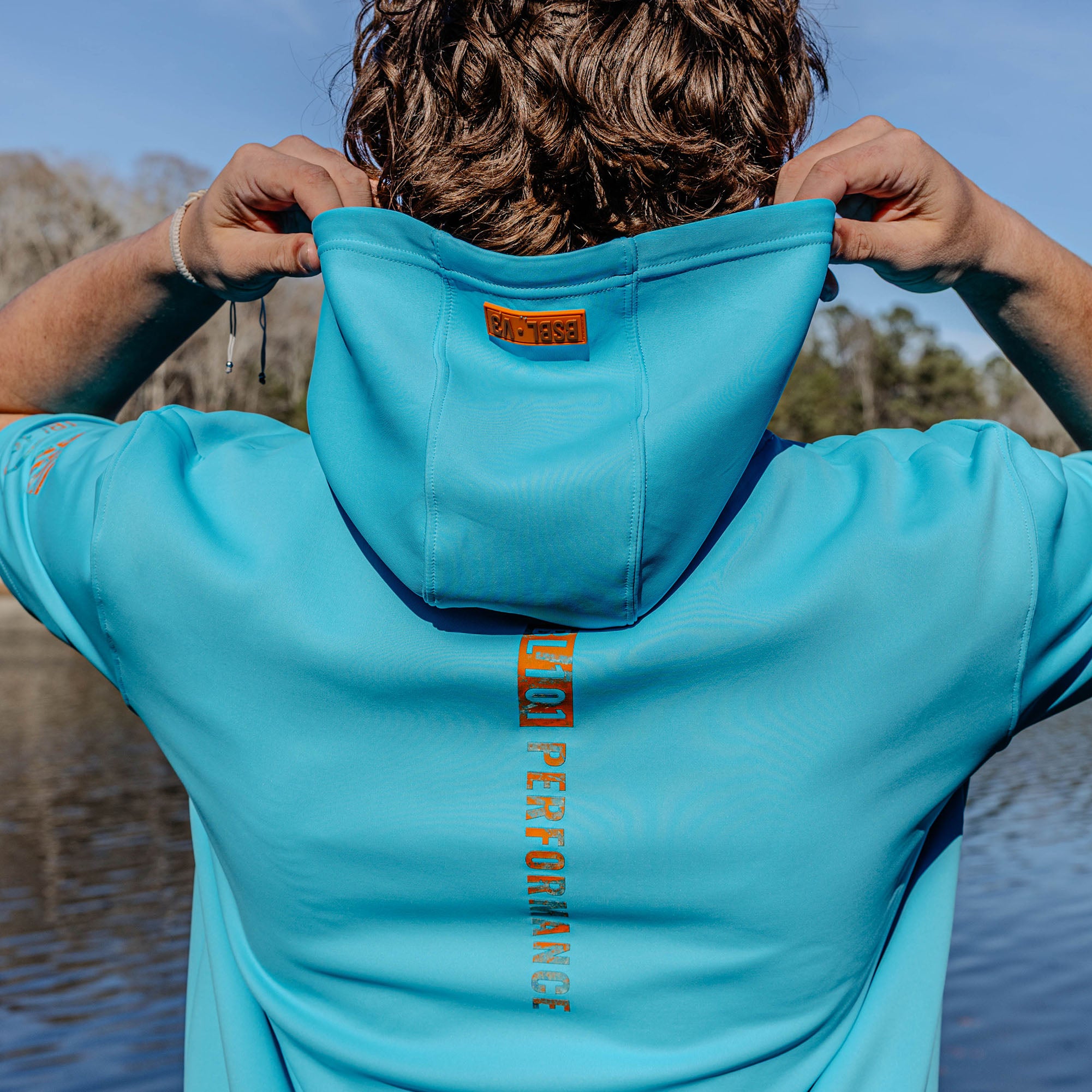 Realtree BSBL-SZN Short Sleeve Hoodie V3 - Bright Blue/Aspect-Orange - Image 4