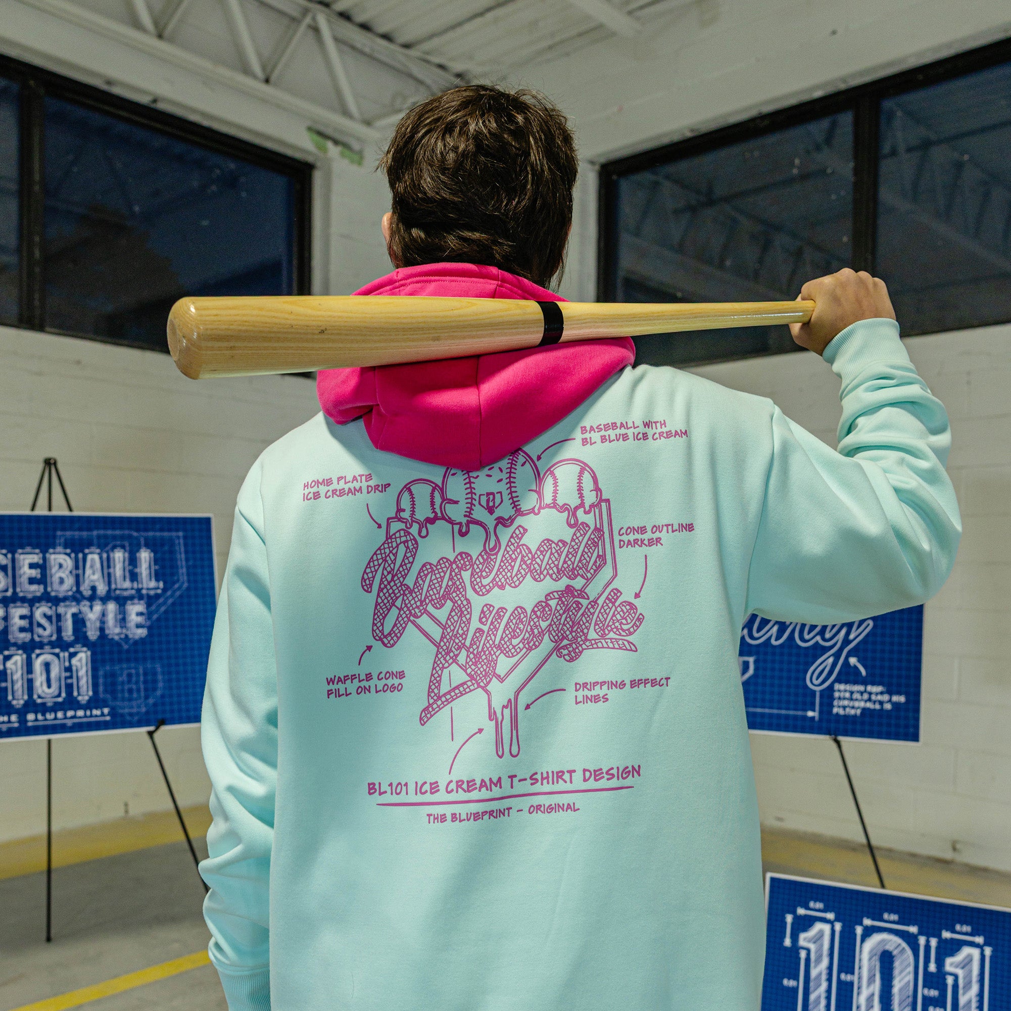 OG Ice Cream Design Hoodie - Light Blue - Image 6