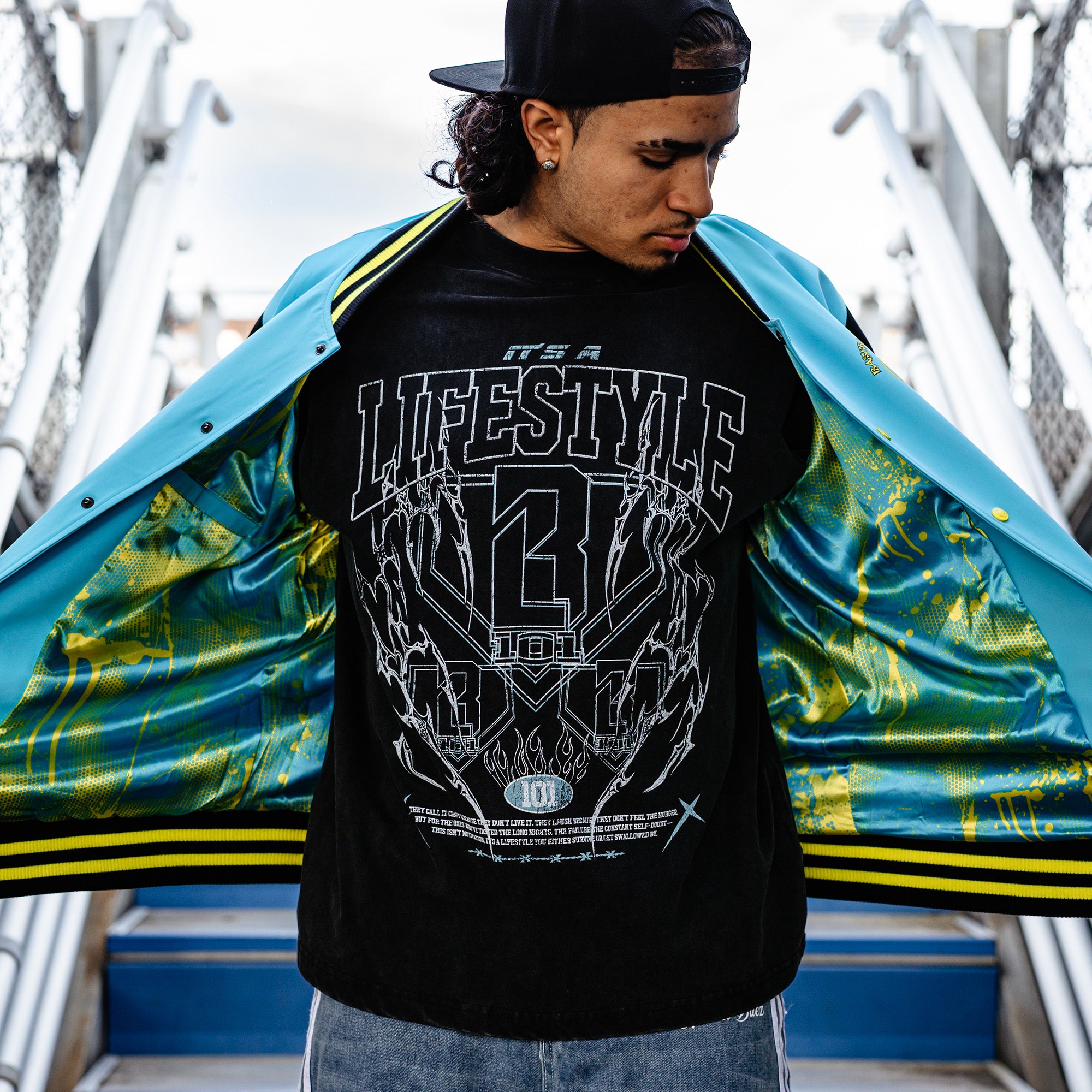 Retro Graffiti Bomber Jacket - Image 5