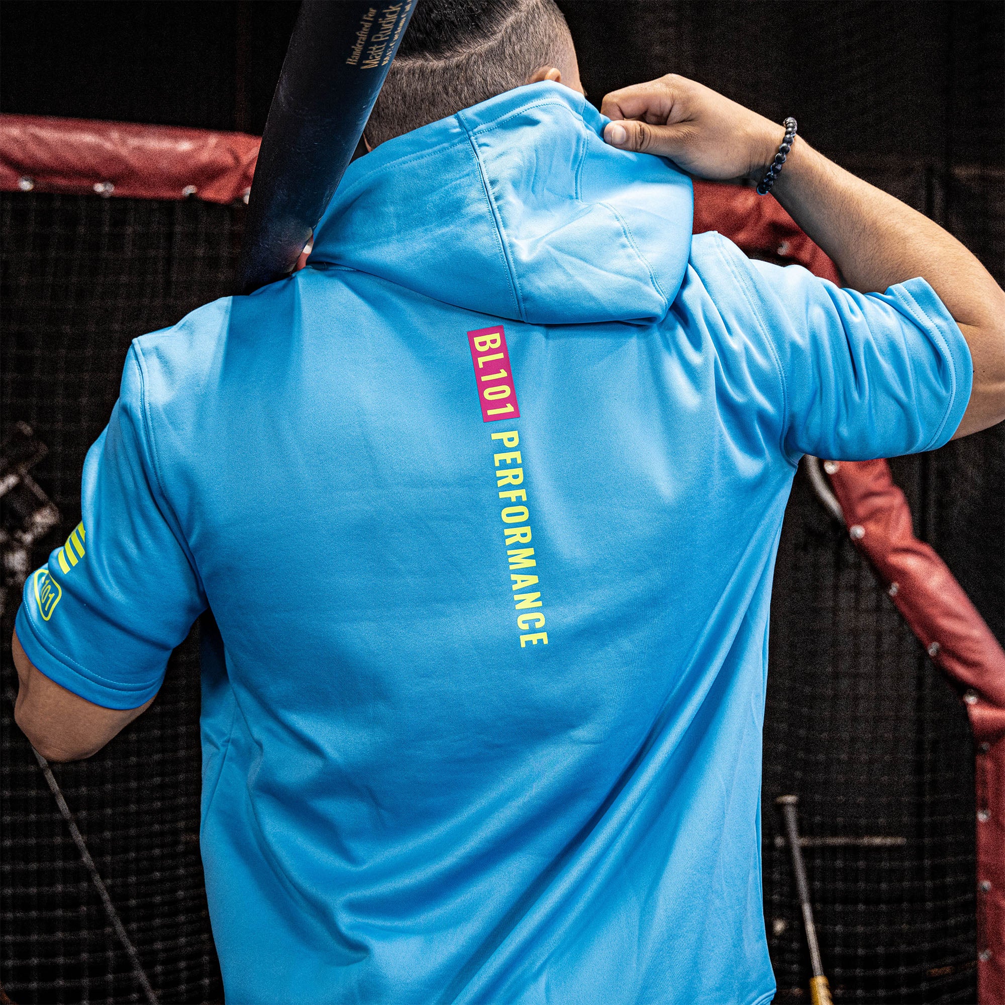 BSBL-SZN Short Sleeve Hoodie V2 - Highlighter Blue - Image 5