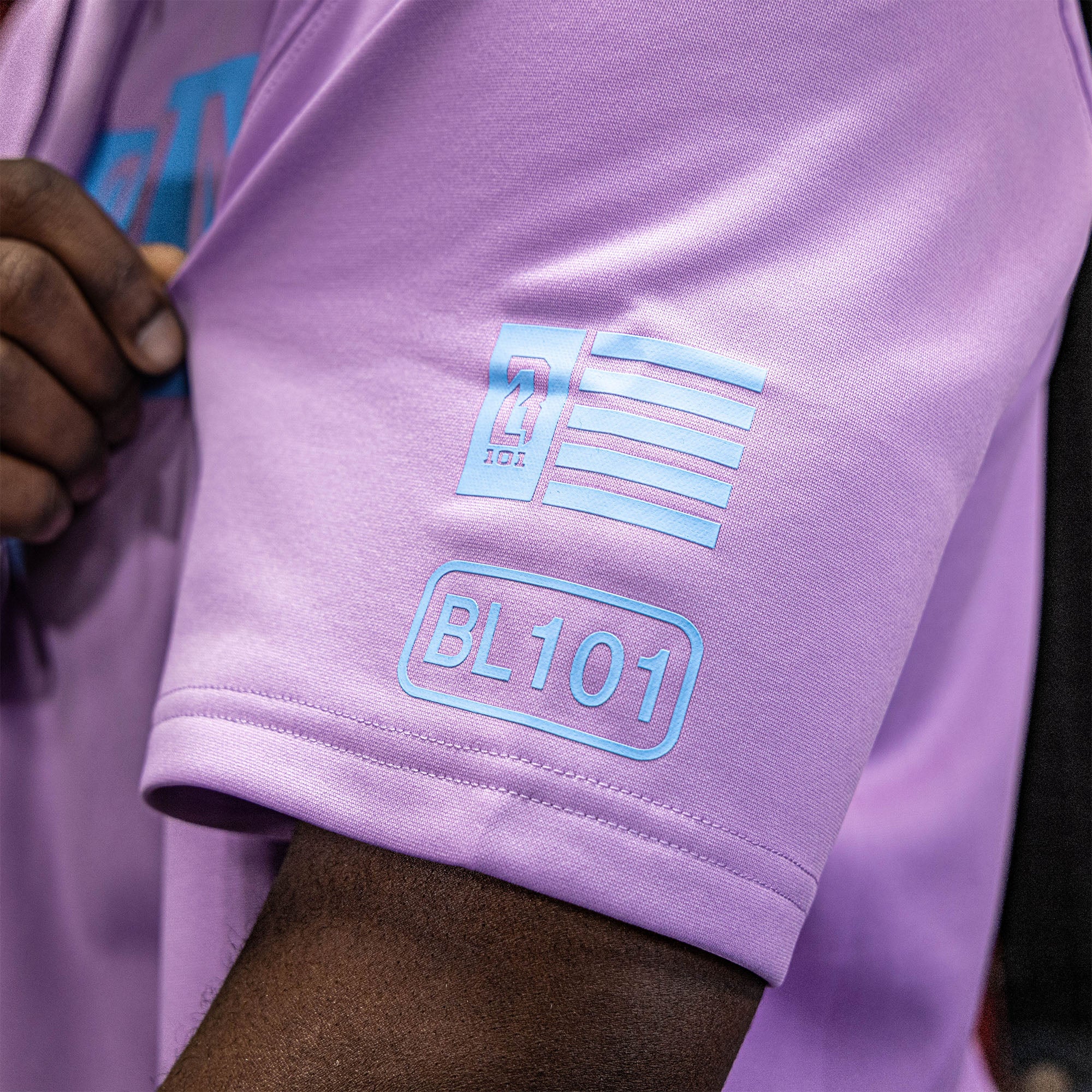 BSBL-SZN Short Sleeve Hoodie V2 - Lavender/Light Blue - Image 4
