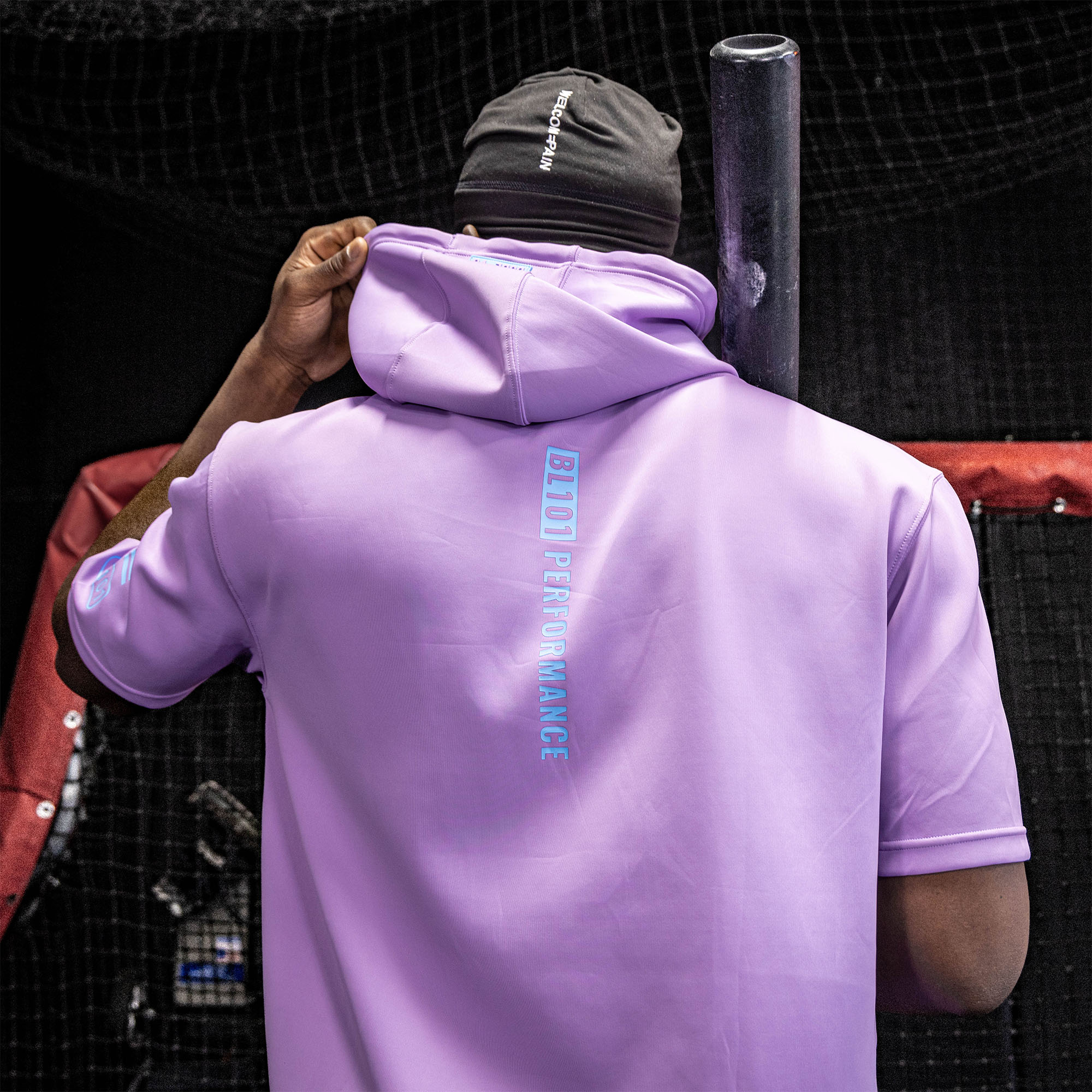 BSBL-SZN Youth Short Sleeve Hoodie V3 - Lavender/Light Blue - Image 3