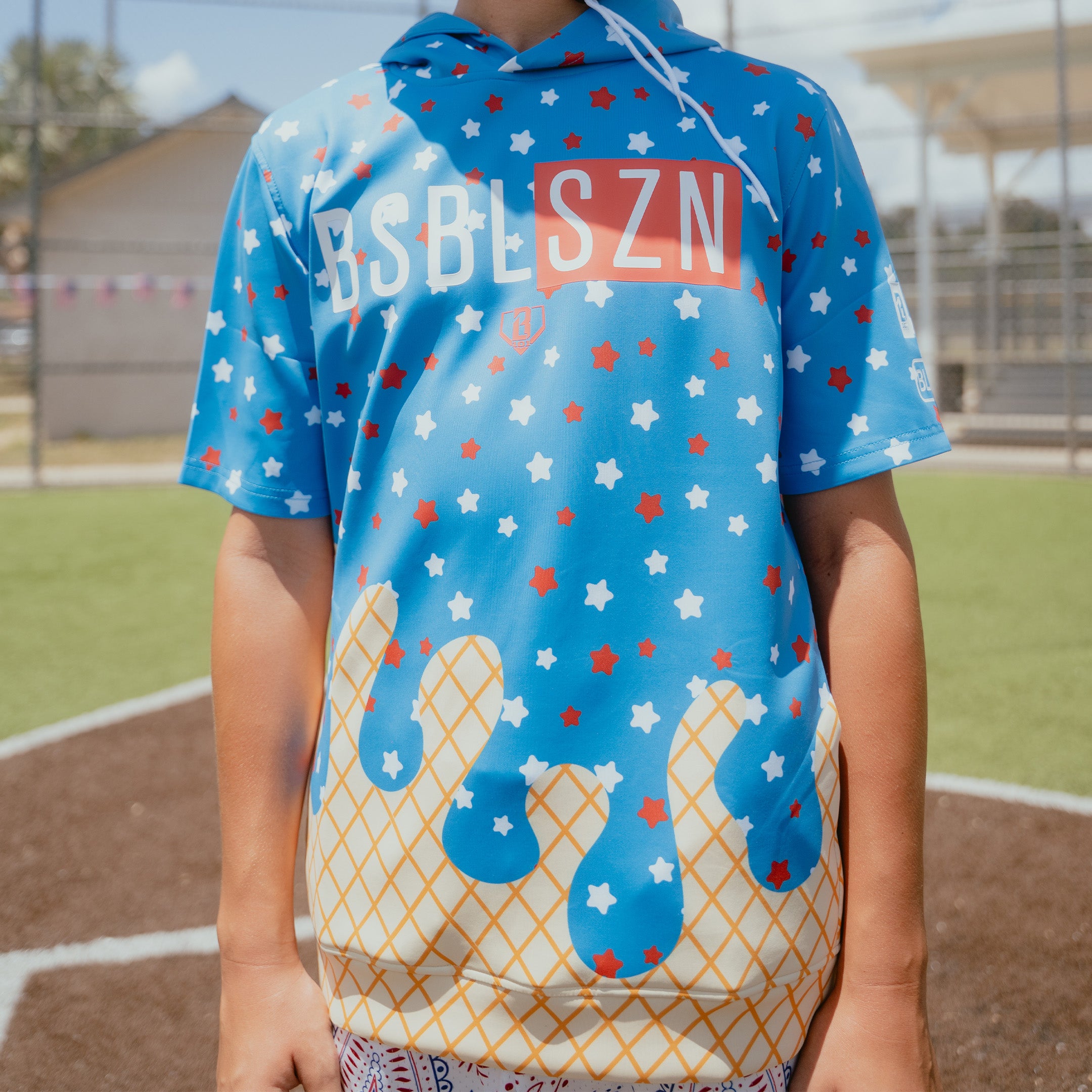 BSBL-SZN Short Sleeve Hoodie V3 - USA Ice Cream - Image 3