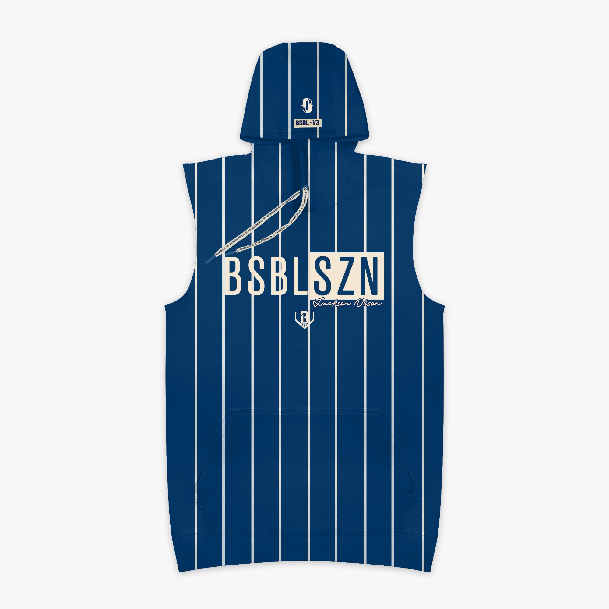 BSBL-SZN Sleeveless Hoodie V3 - Jackson Olson Midnight Pinstripes