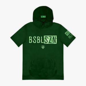 BSBL-SZN Youth Short Sleeve Hoodie V3 - Dark Green/Bag Chaser