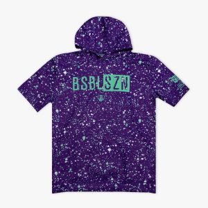 BSBL-SZN Youth Short Sleeve Hoodie V3 - Splatter Purple/Teal