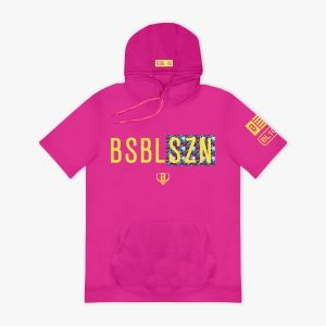 BSBL-SZN Short Sleeve Hoodie V3 - Pink/Smiley Slugger