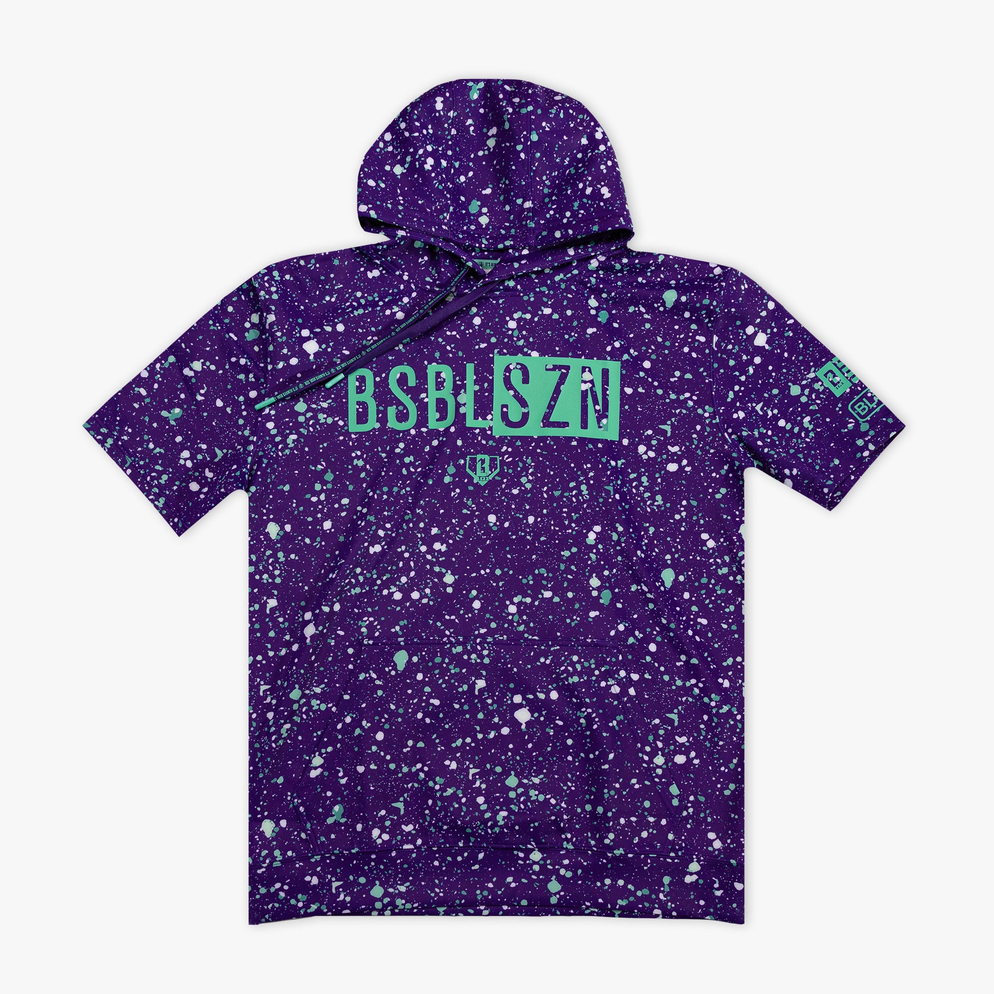BSBL-SZN Short Sleeve Hoodie V3 - Splatter Purple/Teal